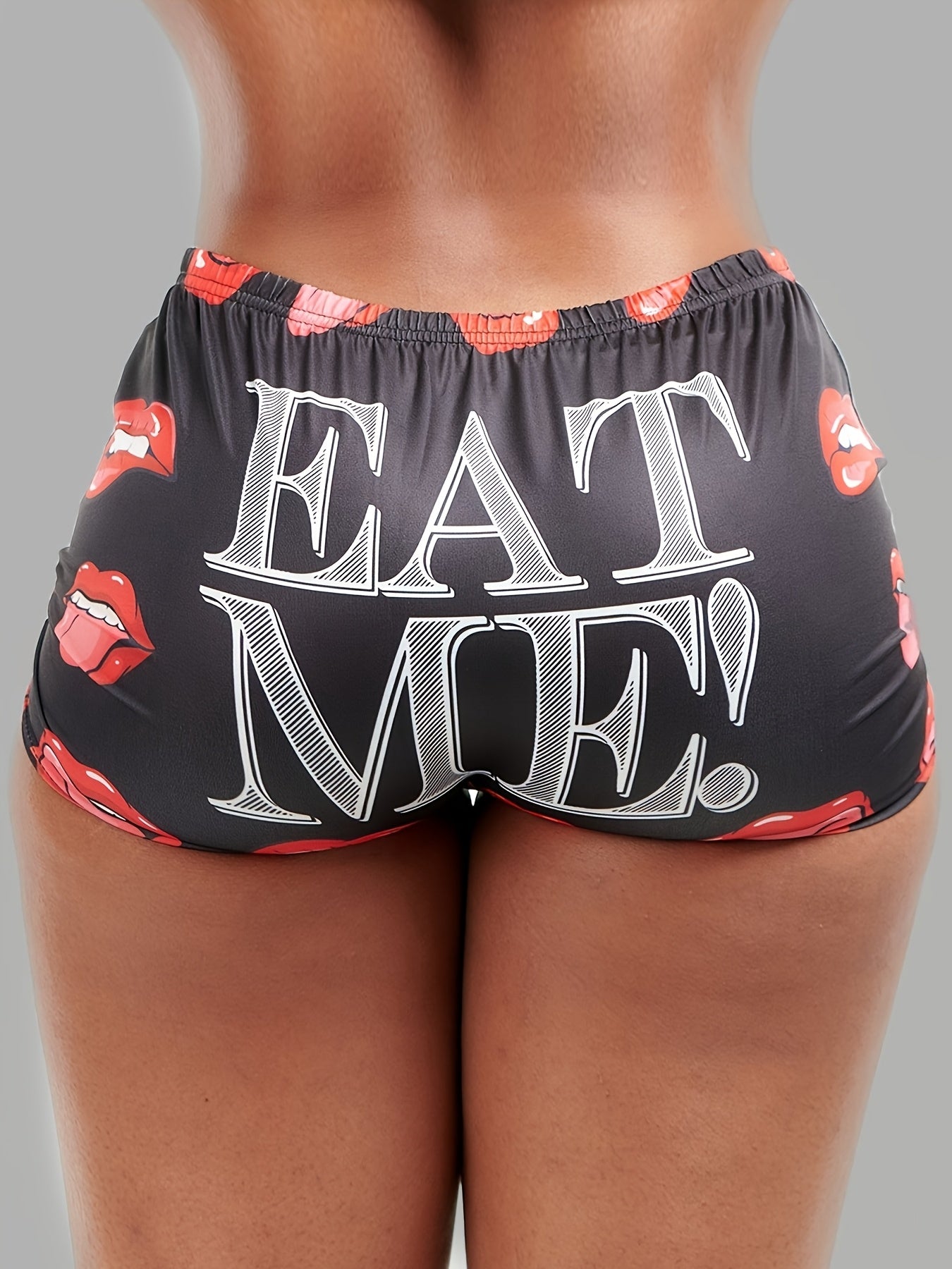 Women's Stretchy Letter Print Casual Shorts -