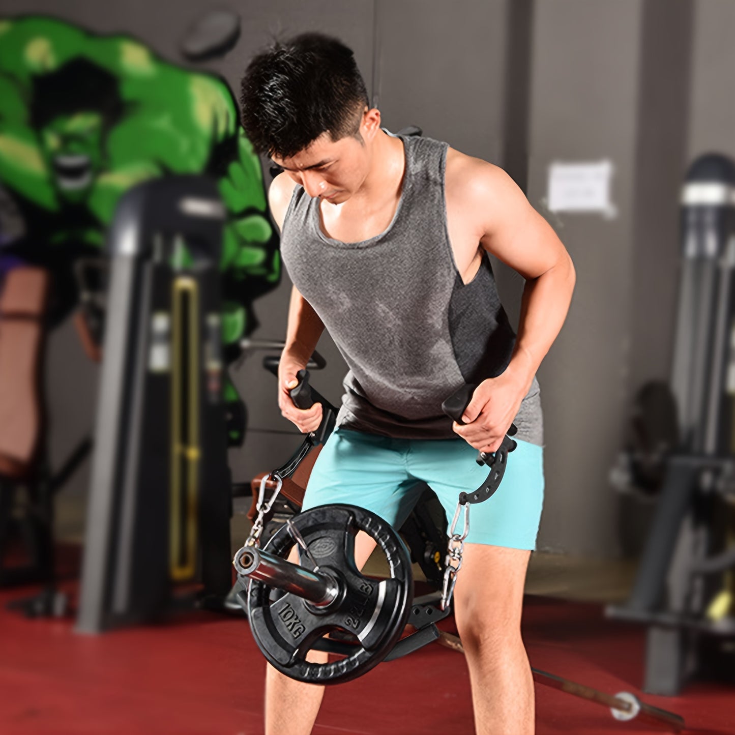 Exercise Machine Attachments with Neutral Grip Handle for Lat Pulldown, T-Bar Row, and Landmine Exercises