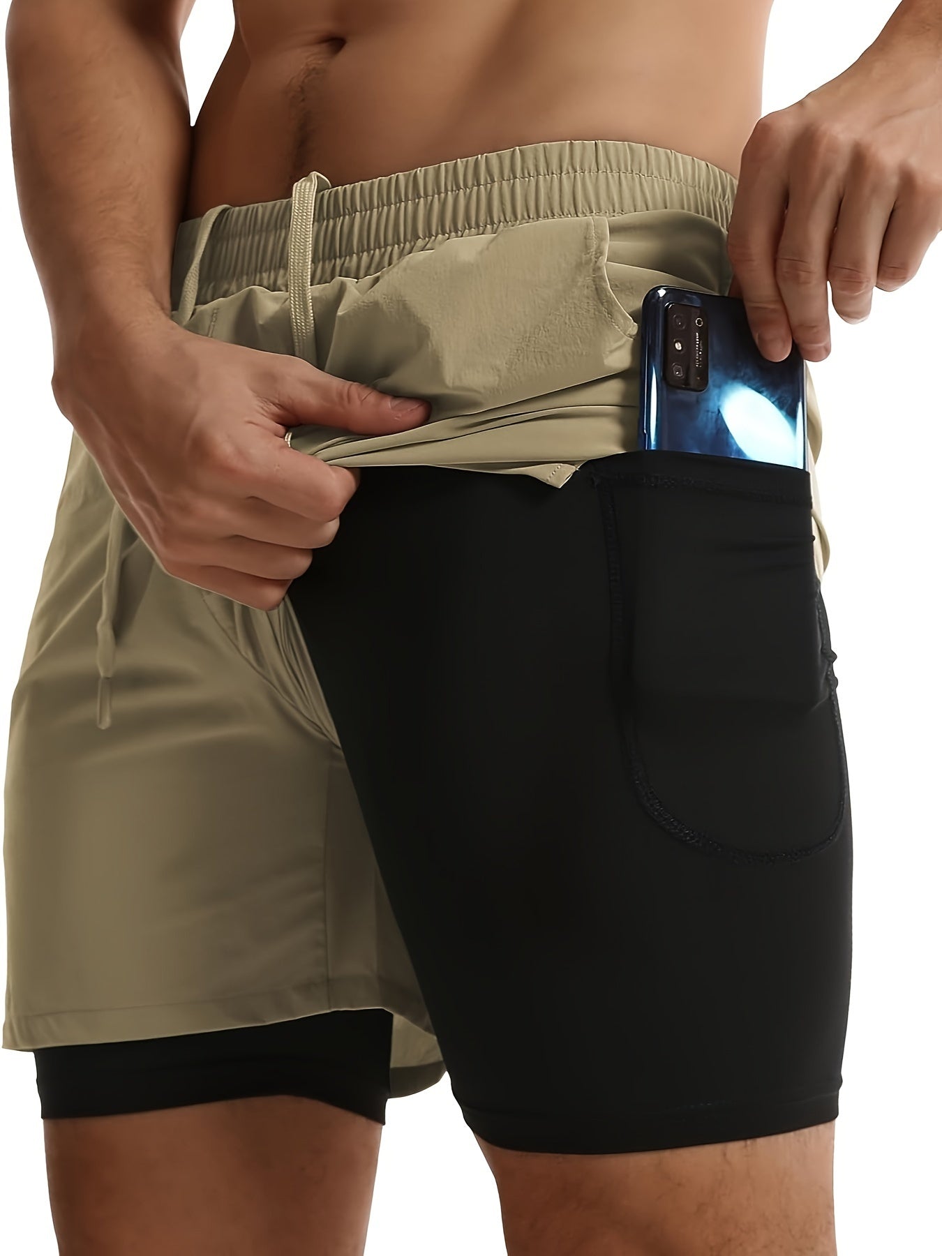 Mens Athletic Shorts 2-in-1 Gym Workout Running Shorts