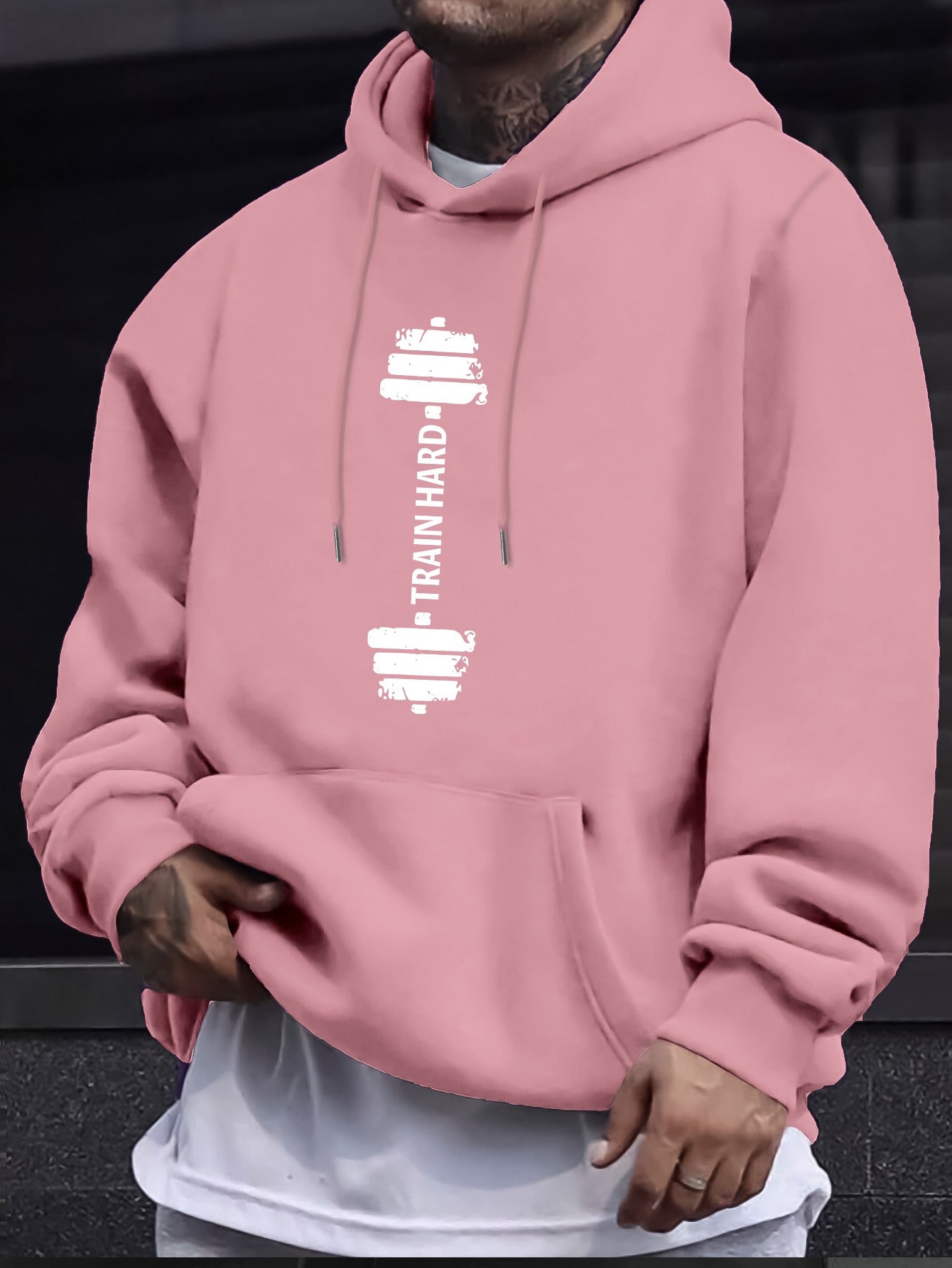 Stylish Barbell Print Long Sleeves Hoodie