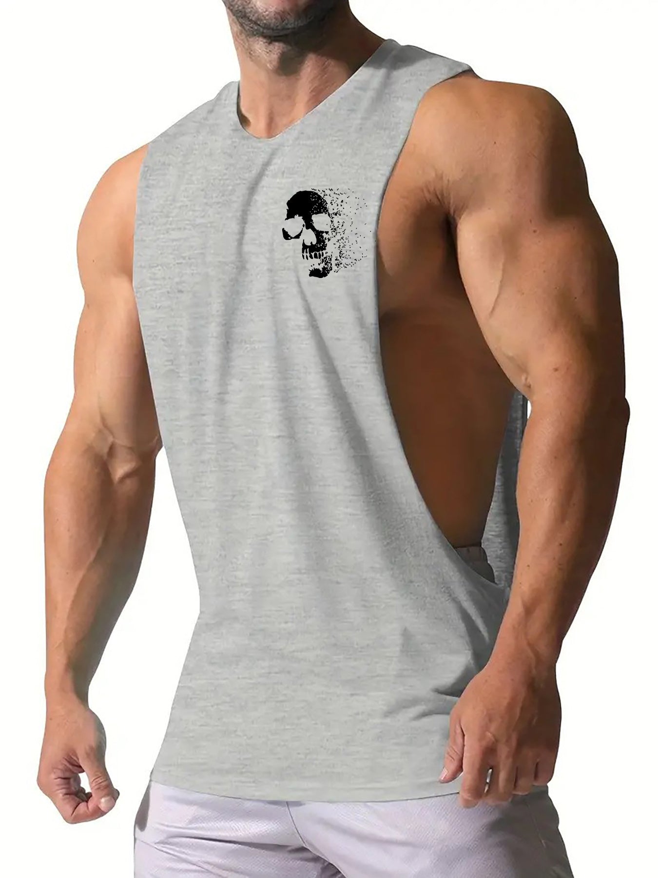 Skull Print Tank Top Summer Fitness