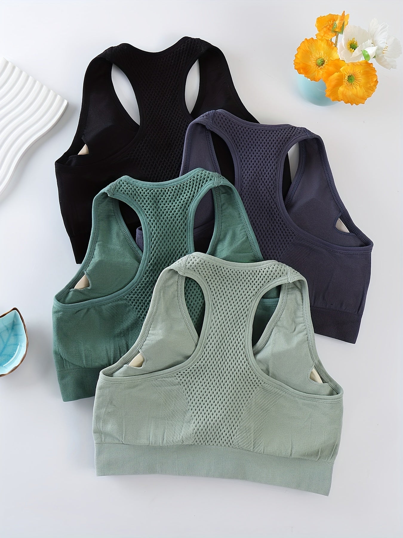 4-Pack Quick Dry High Elasticity Sports Bras for Women