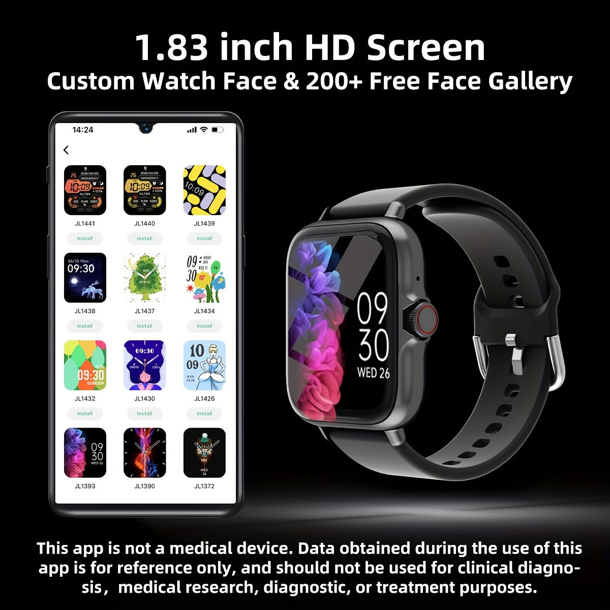 Waterproof Smart Watch, 1.83'' Full Touch Screen Display With Message, Answer Make Call Smartwatch Sleep Monitoring, Sports Pedometer, Information Alerts, For IPhone/Android Phones, Smartbands Fitness Watch For Women/Men