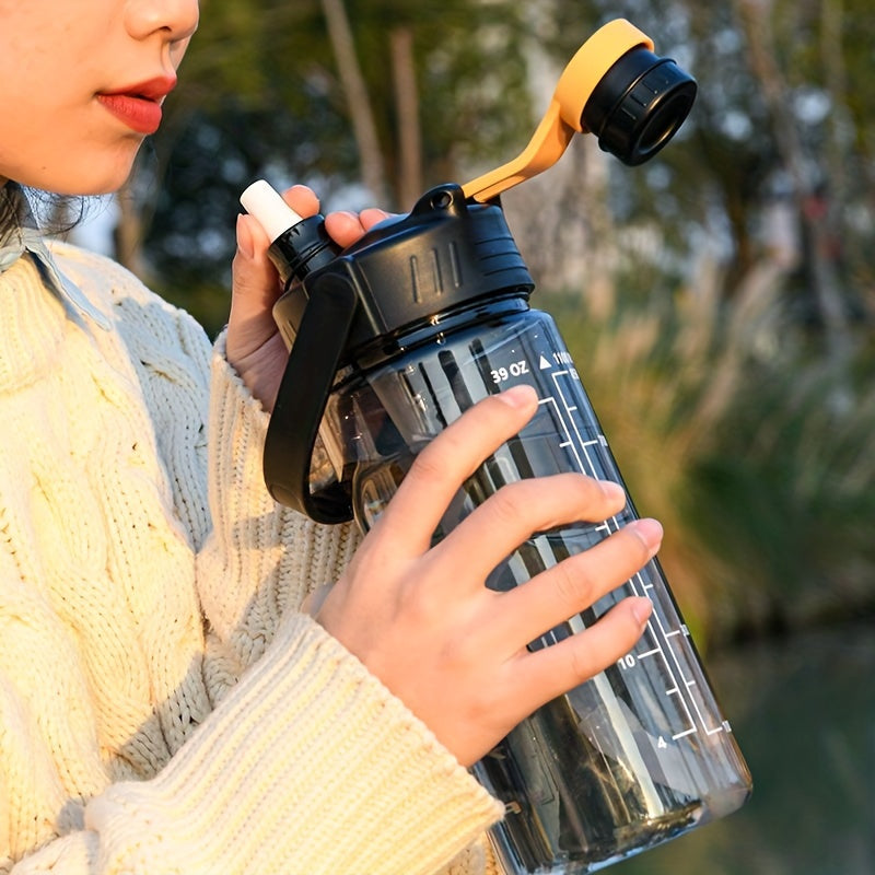 1pc, Large Clear Plastic Water Bottles - Premium Sports Water Cups for Camping, Hiking, Fitness, and Home Kitchen Use - Durable, BPA-Free, and Leak-Proof Design -