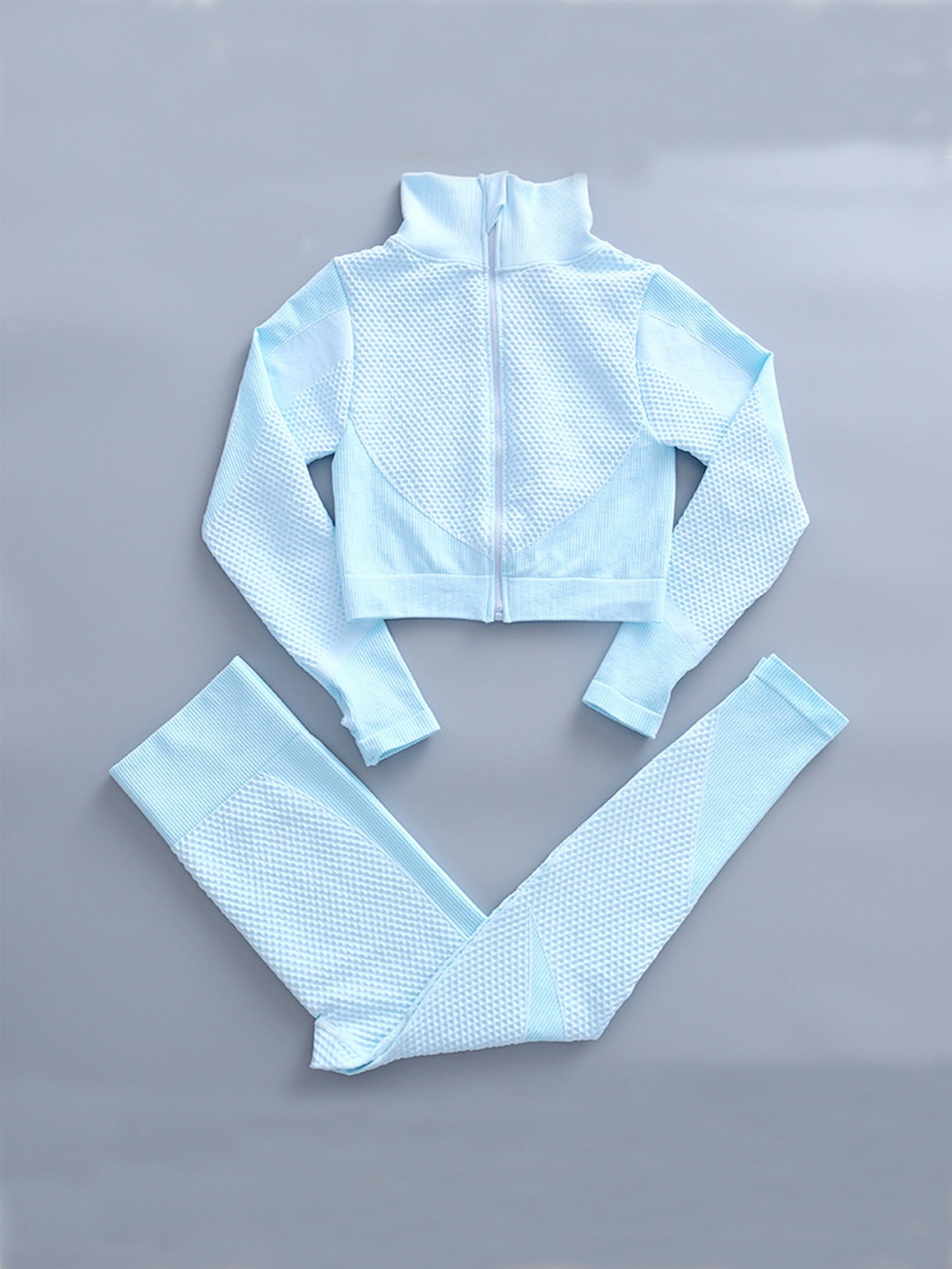 2 Pieces Quick-Drying Seamless Workout Set With Zip-Up Yoga Jacket And High-Waist Leggings