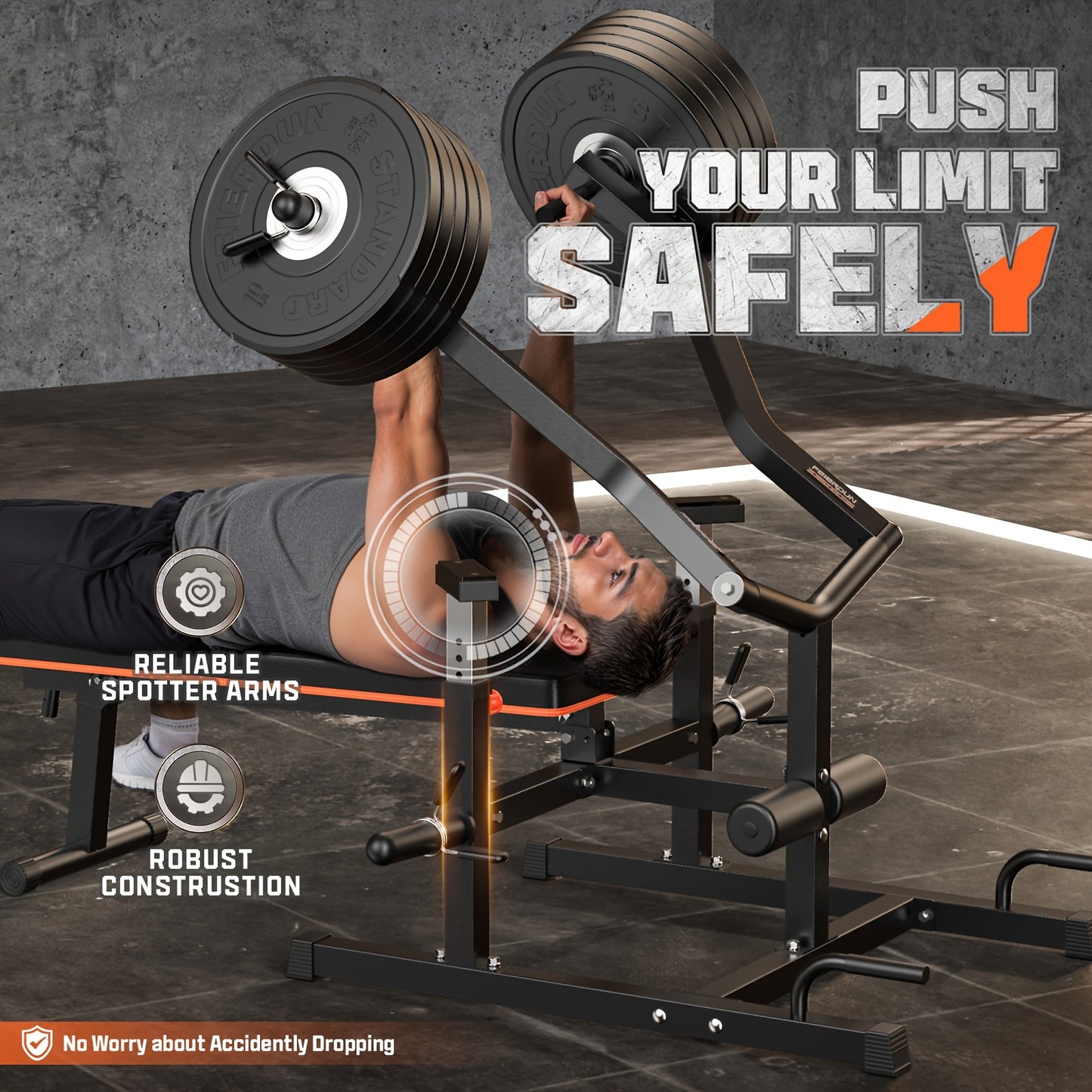 Repower 1250LBS Chest Press Machine with Independent Converging Arms, 7+5 Adjustable Incline Bench Press for Home Gym