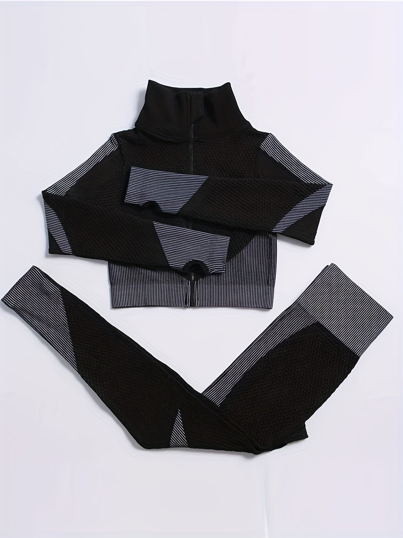 2 Pieces Quick-Drying Seamless Workout Set With Zip-Up Yoga Jacket And High-Waist Leggings