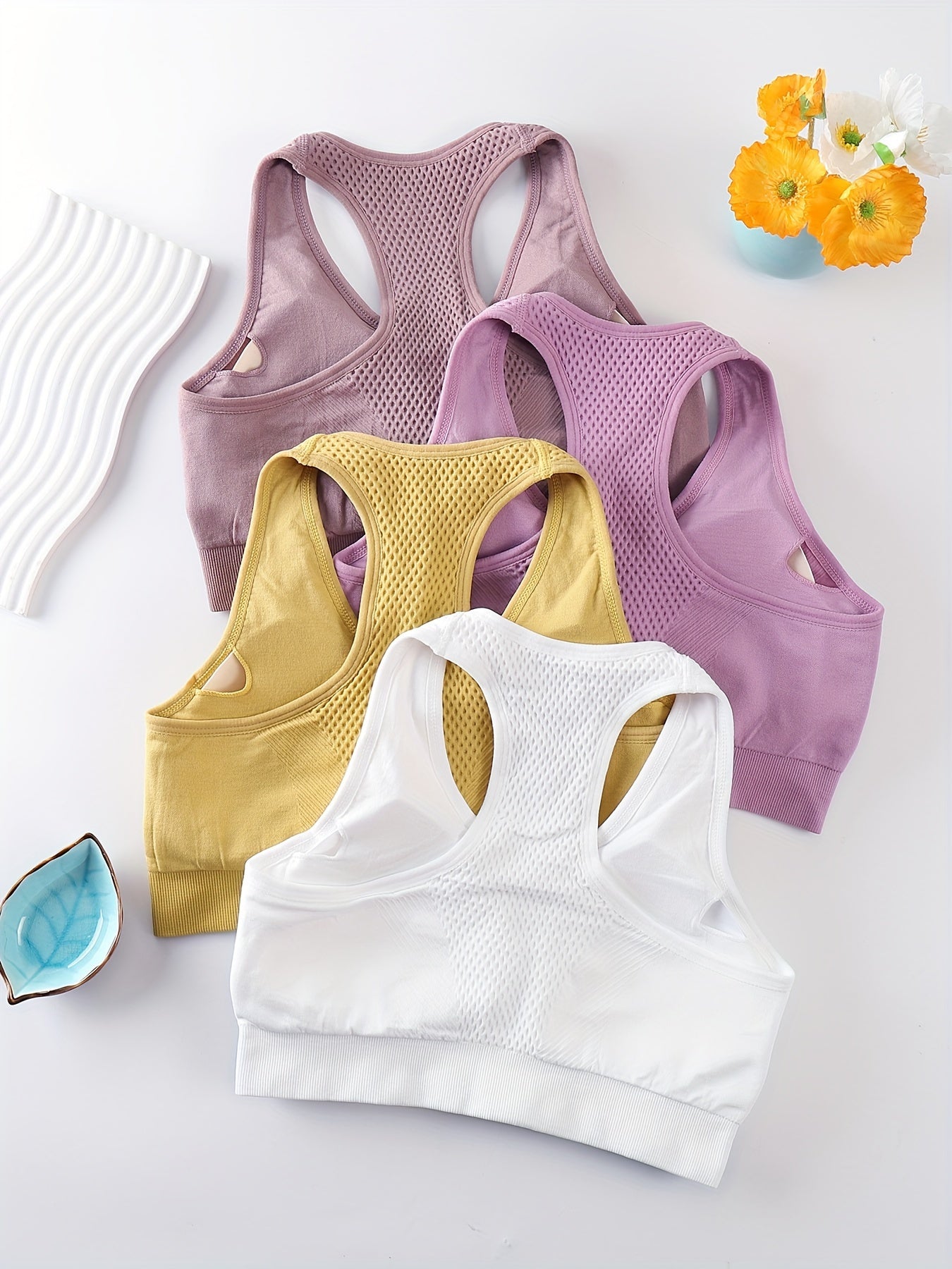 4-Pack Quick Dry High Elasticity Sports Bras for Women