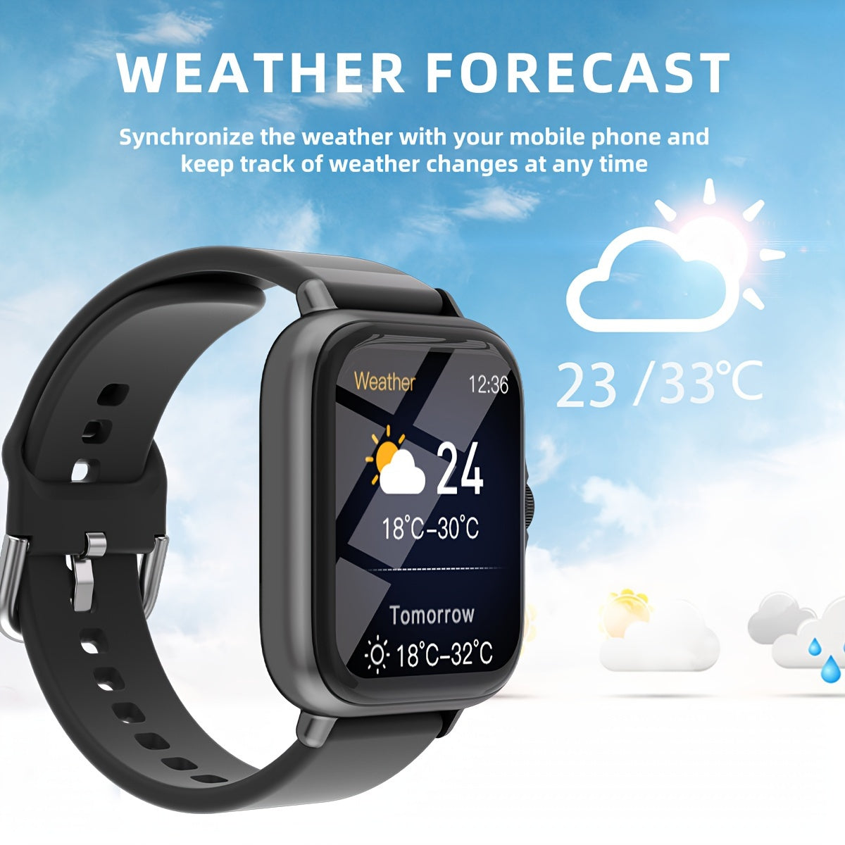 Waterproof Smart Watch, 1.83'' Full Touch Screen Display With Message, Answer Make Call Smartwatch Sleep Monitoring, Sports Pedometer, Information Alerts, For IPhone/Android Phones, Smartbands Fitness Watch For Women/Men
