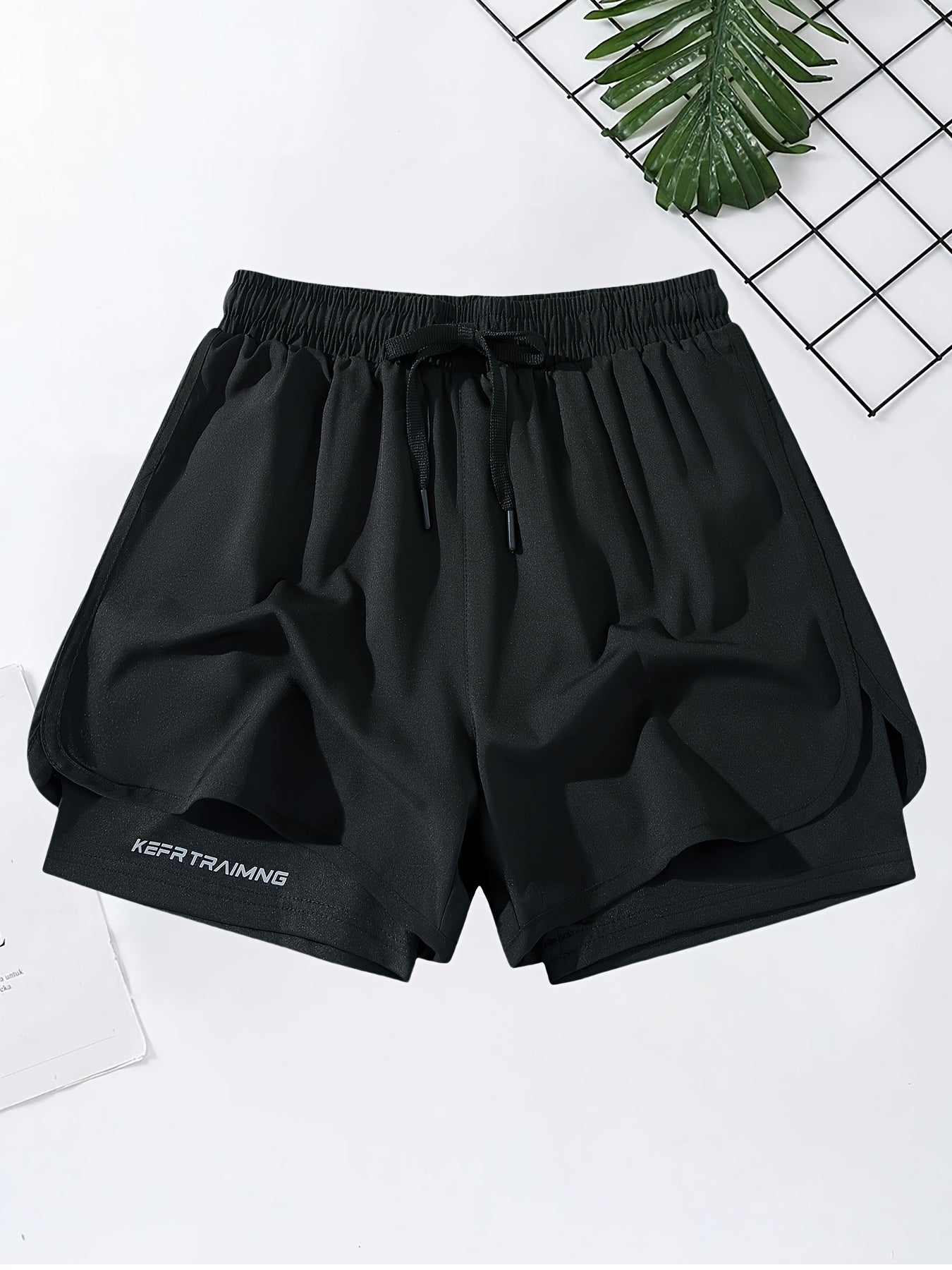 3 Pcs Men's Stylish Solid Two-Piece Drawstring Shorts with Pockets