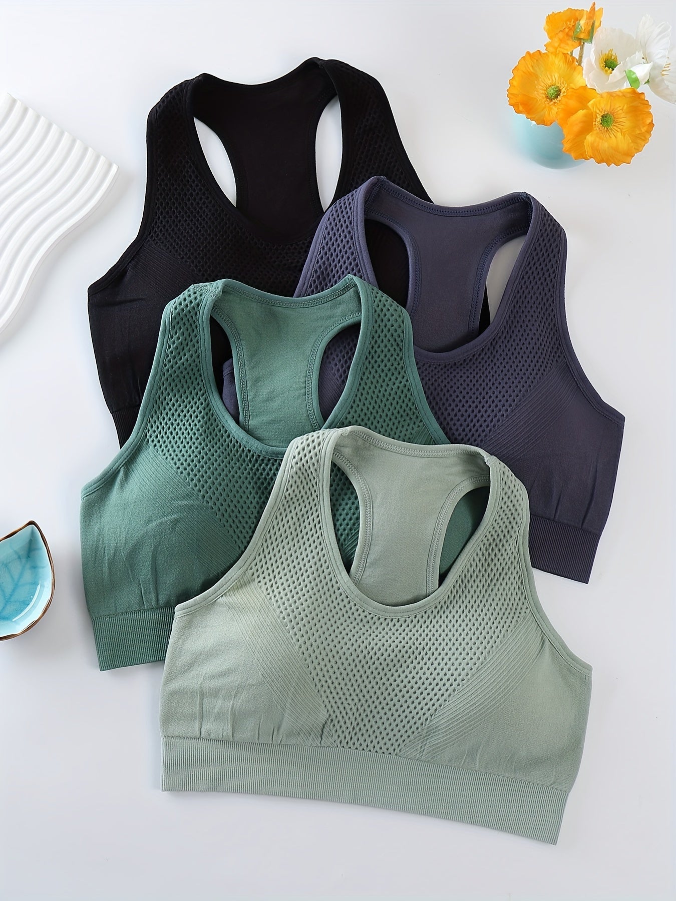 4-Pack Quick Dry High Elasticity Sports Bras for Women
