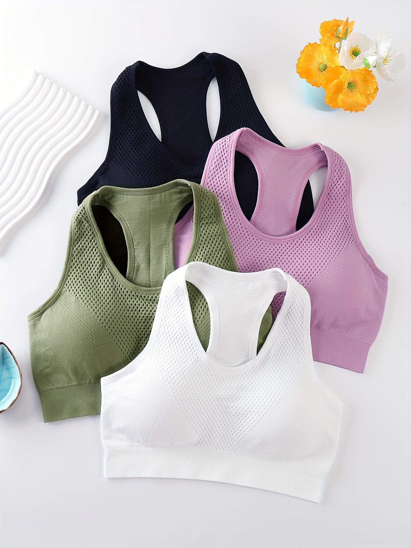 4-Pack Quick Dry High Elasticity Sports Bras for Women
