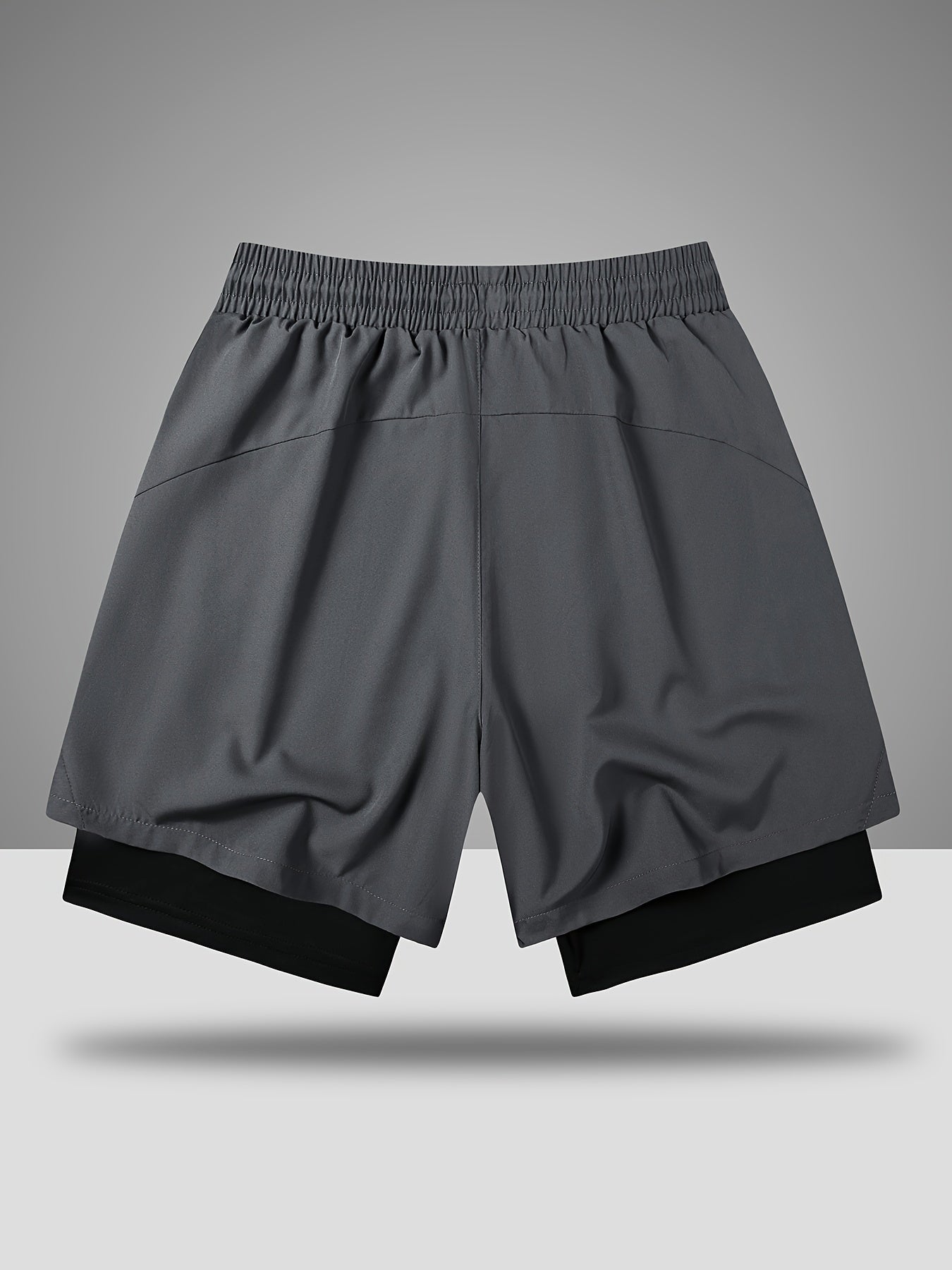 2-in-1 Double Layer Men's Alphabet Print Shorts With Drawstring,