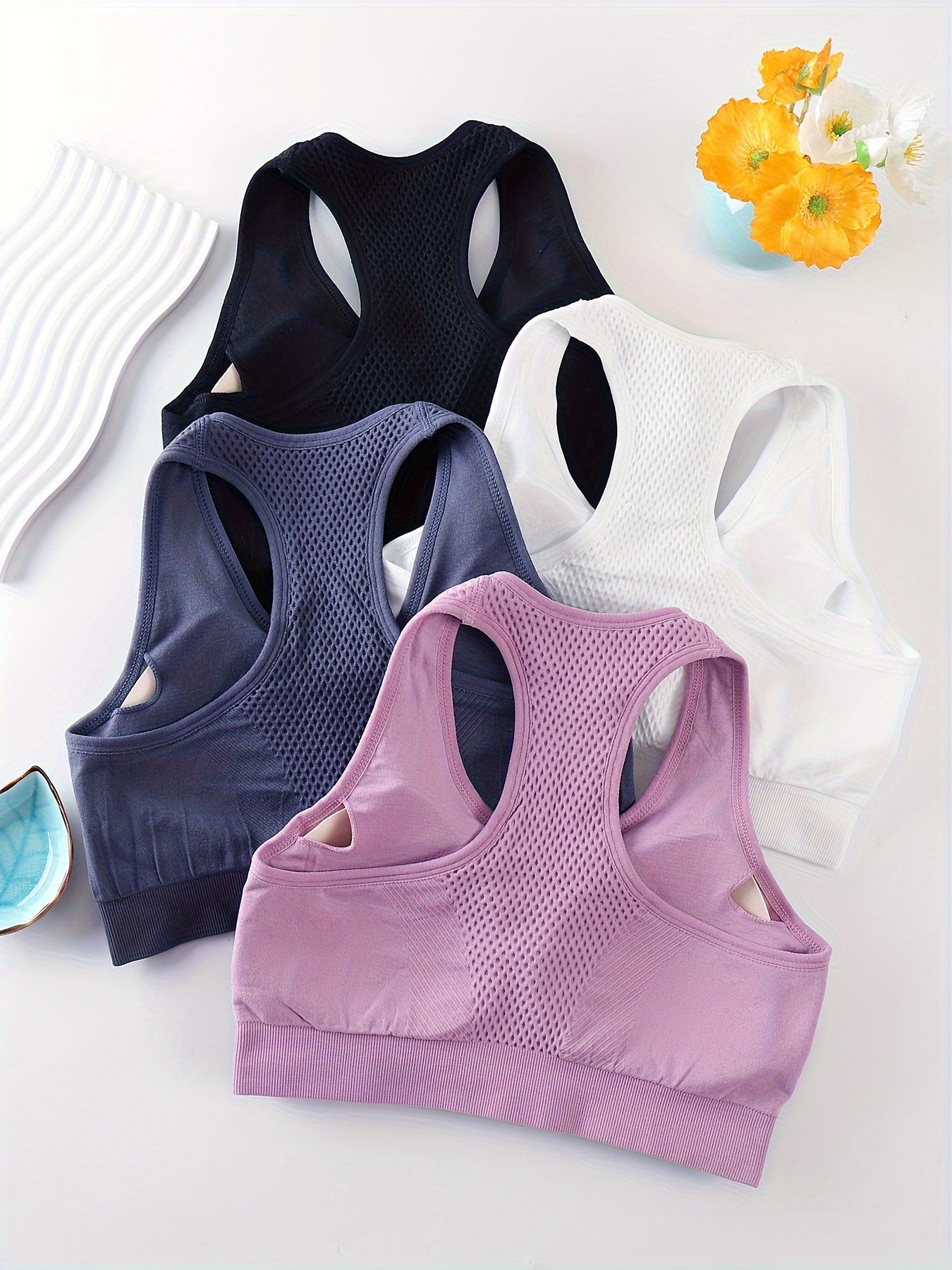 4-Pack Quick Dry High Elasticity Sports Bras for Women