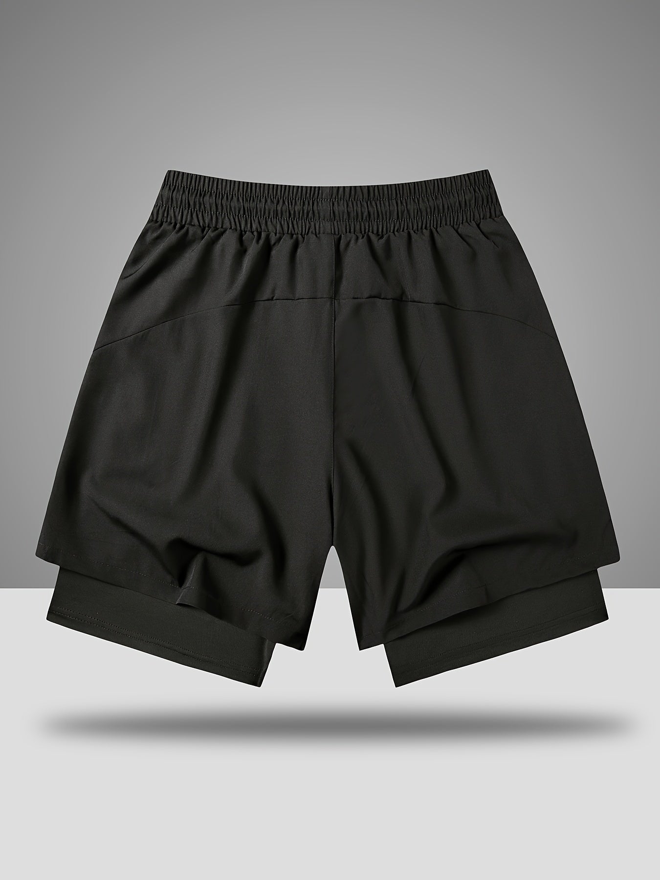 2-in-1 Double Layer Men's Alphabet Print Shorts With Drawstring,