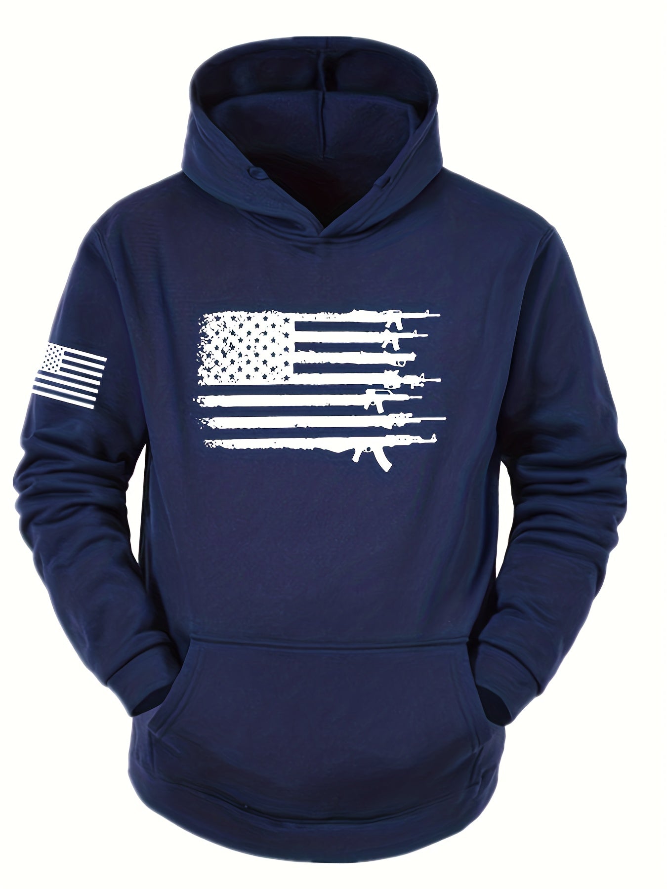 Men's Casual American Flag Graphic Print Hoodies,