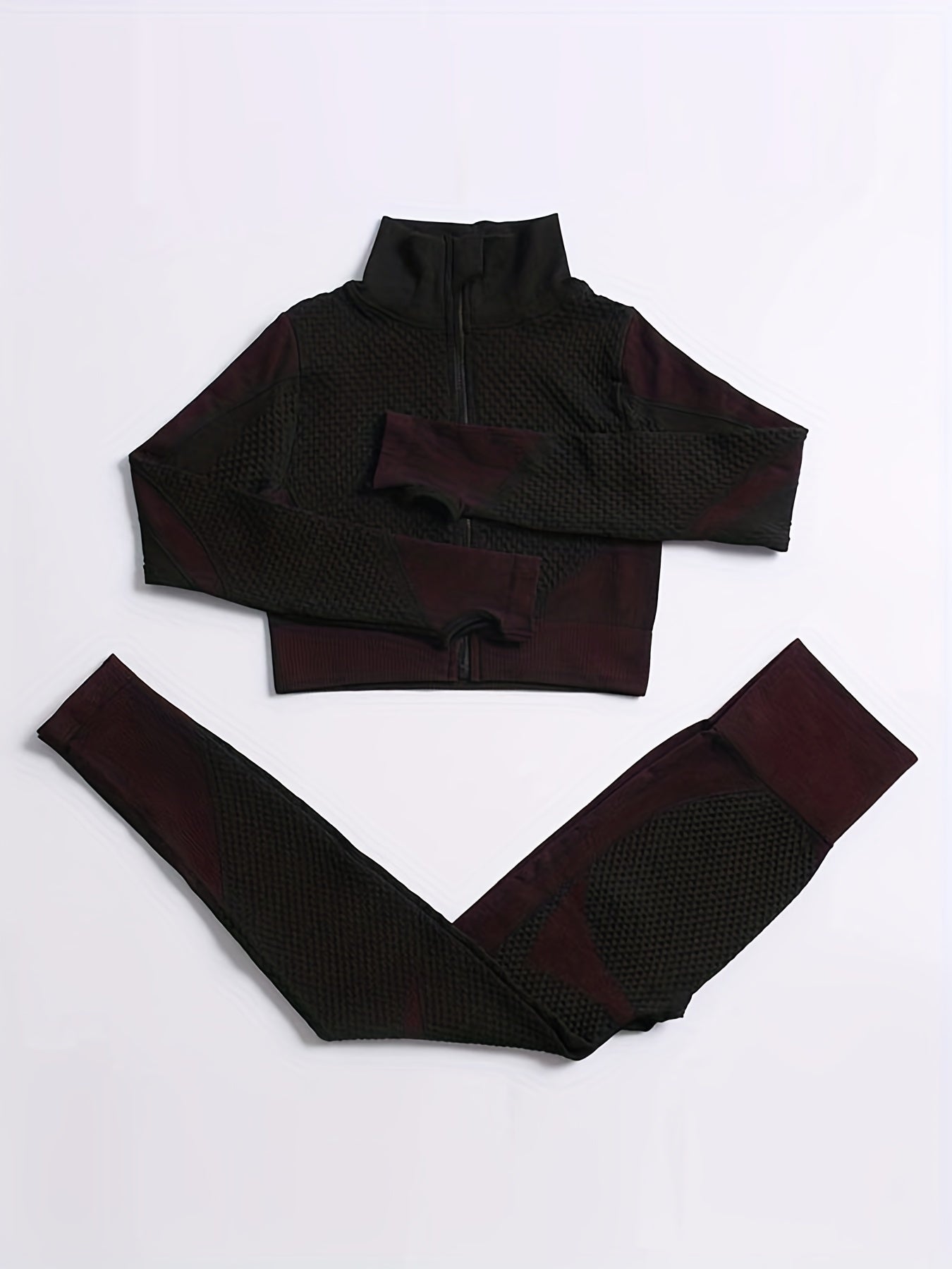 2 Pieces Quick-Drying Seamless Workout Set With Zip-Up Yoga Jacket And High-Waist Leggings