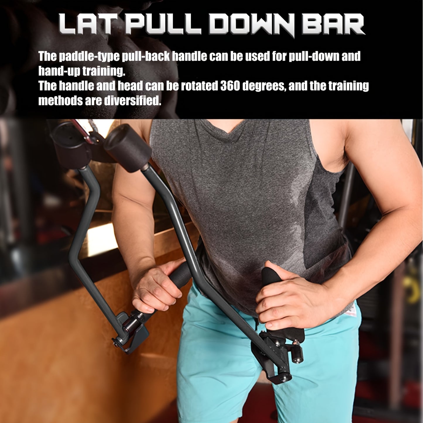 Exercise Machine Attachments with Neutral Grip Handle for Lat Pulldown, T-Bar Row, and Landmine Exercises