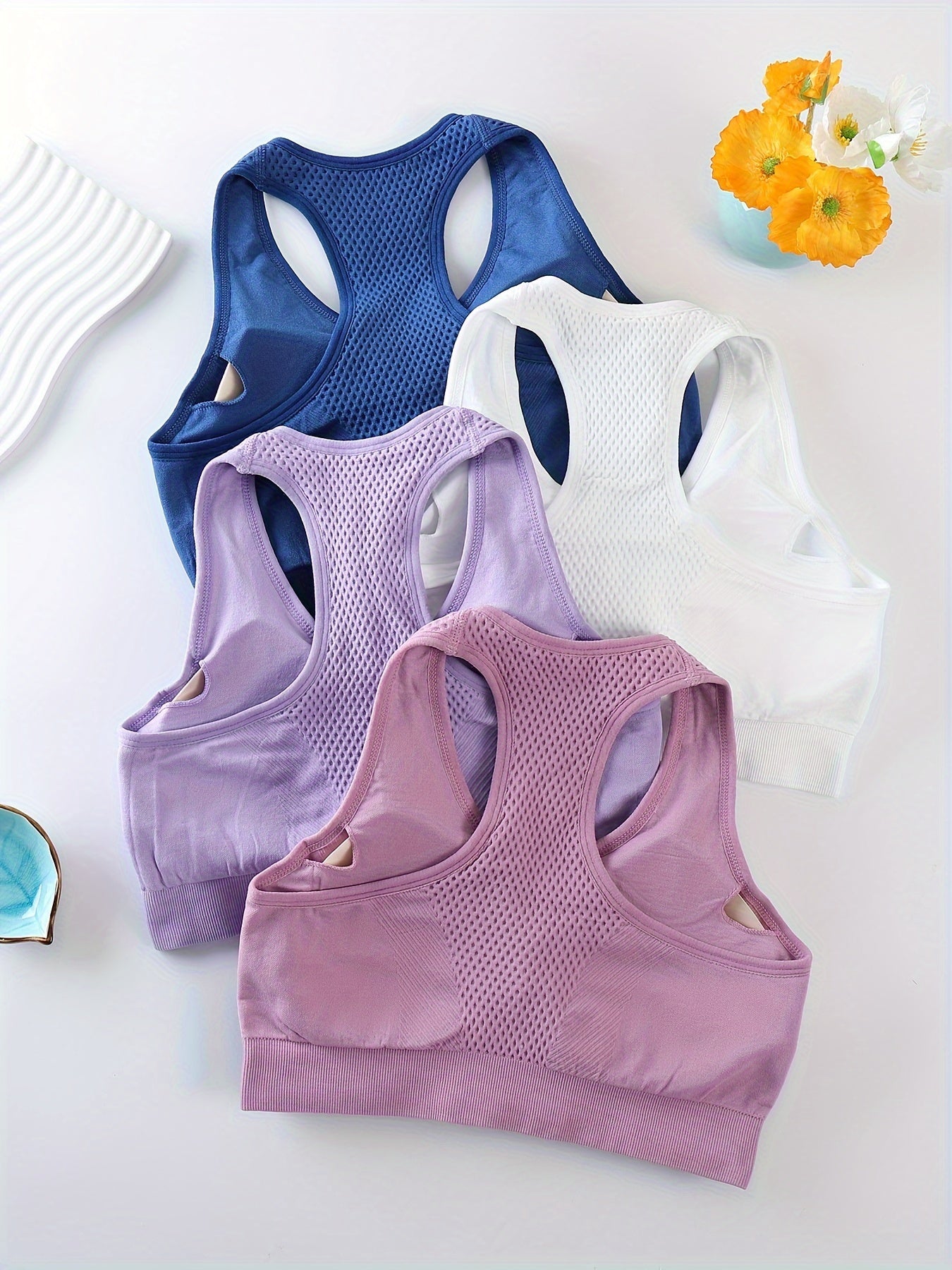 4-Pack Quick Dry High Elasticity Sports Bras for Women