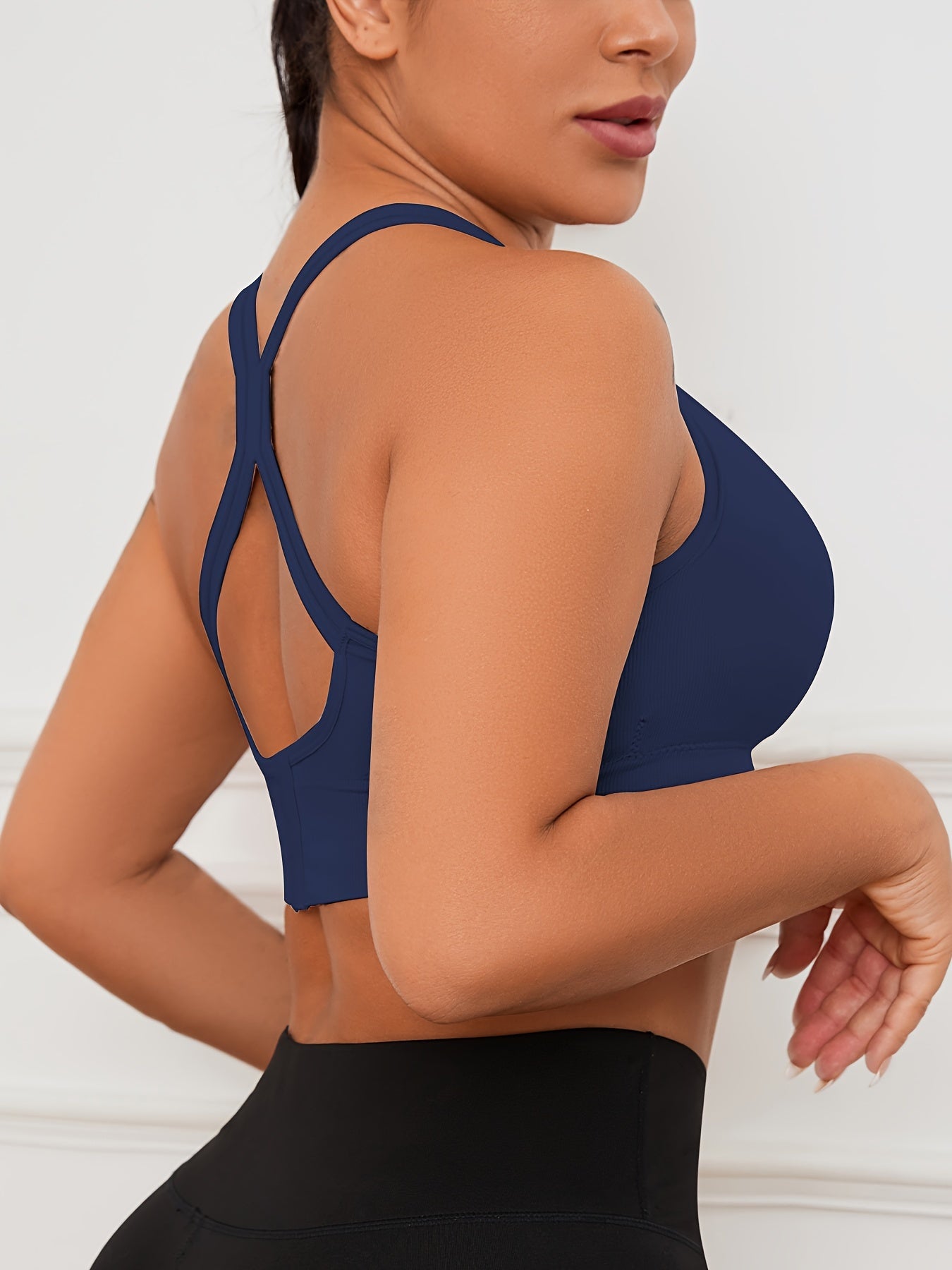 5pc Set, Sports Bras, Solid Color, Seamless, Adjustable, Girls' Tank Tops
