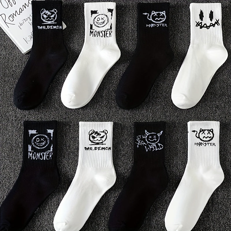 5 or 10 Pairs of Comfy Knit Graffiti Crew Socks