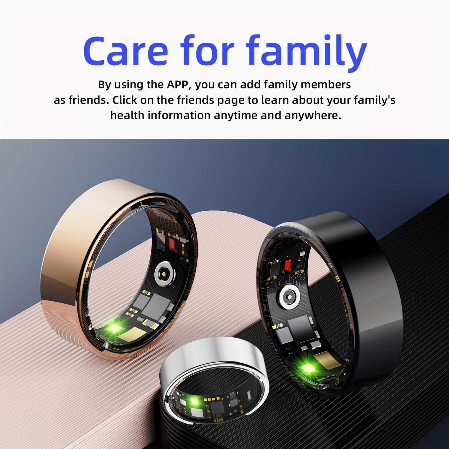 Smart Ring Fitness Tracker, Steps, Distance, Calories, Sleep Tracking, Exercise Monitoring, Compatible with iPhone Android, IP68 Waterproof, Smart Jewelry, Accessories, Gift for Women Men