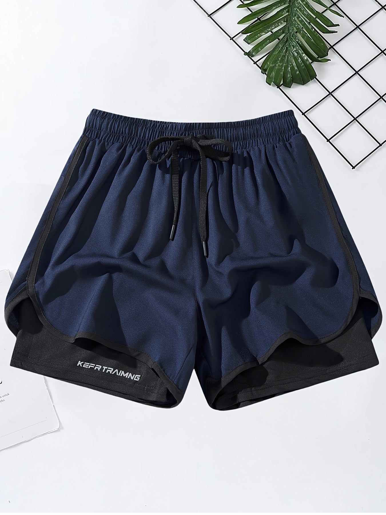 3 Pcs Men's Stylish Solid Two-Piece Drawstring Shorts with Pockets