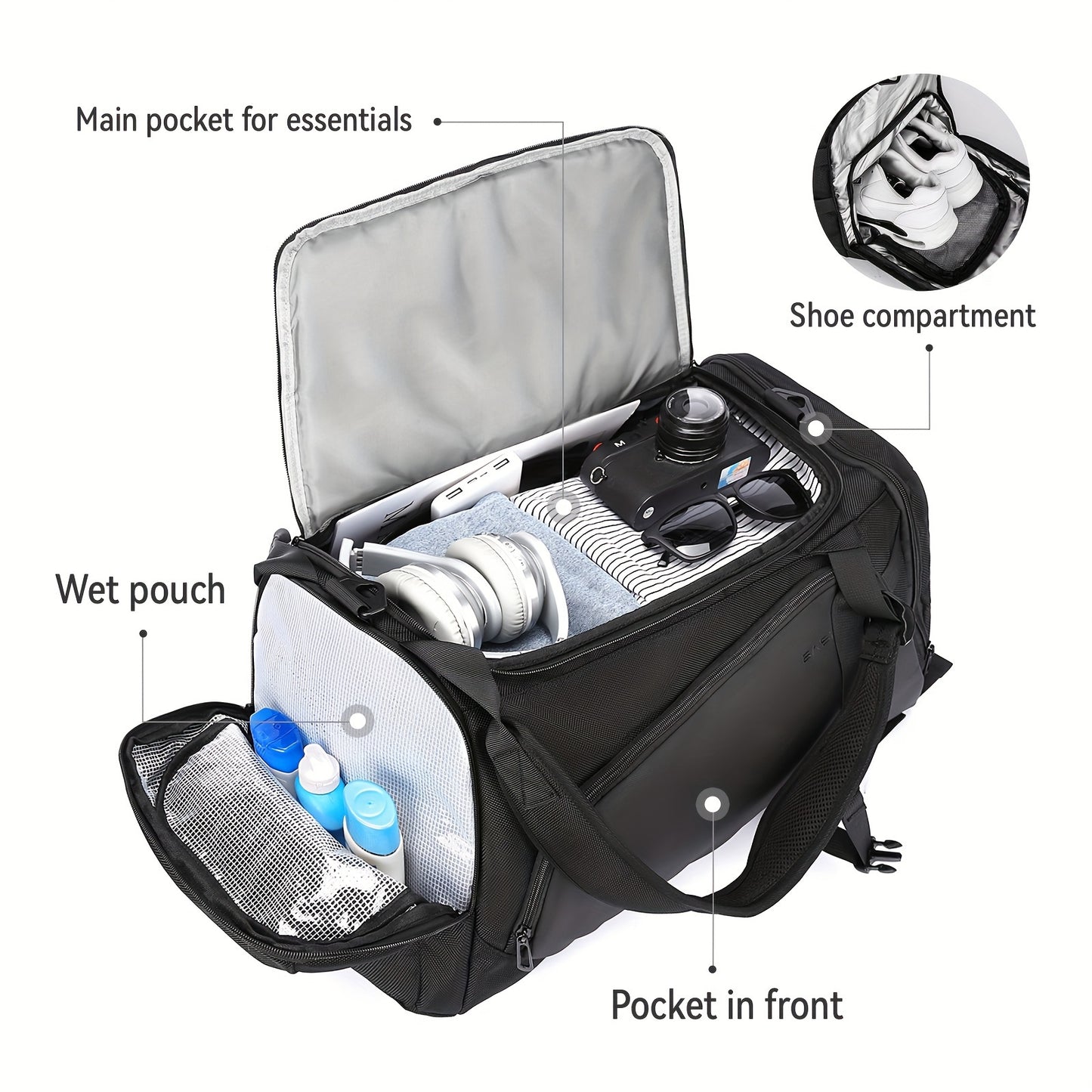 Extra-Large Capacity Gym Bag - Waterproof and Durable Design with Dry and Wet Separation,