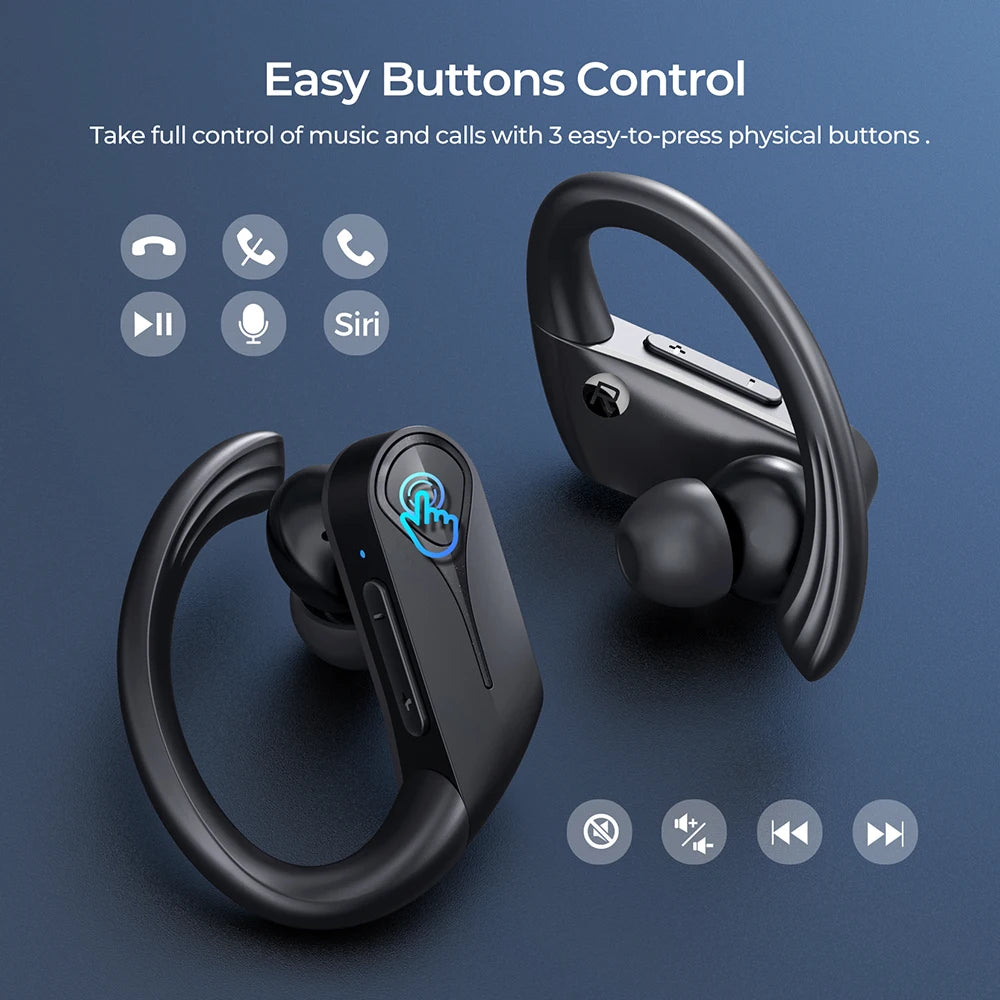 Bluetooth 5.4 Earbuds with ENC Noise Cancellation Mic IPX7 Waterproof for Running Sport