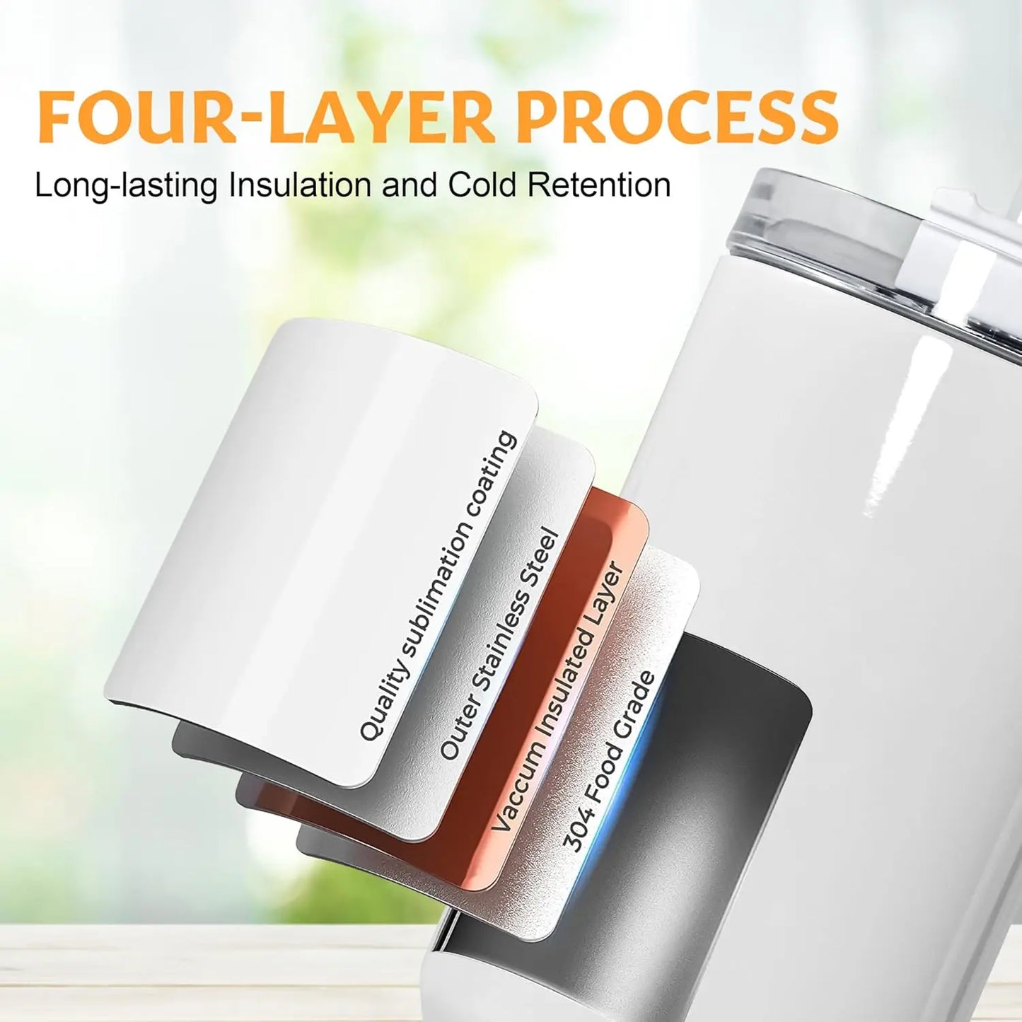 40 oz Sublimation Tumbler with Handle and Straw Keeps Cold for 34 Hours 8 Pack
