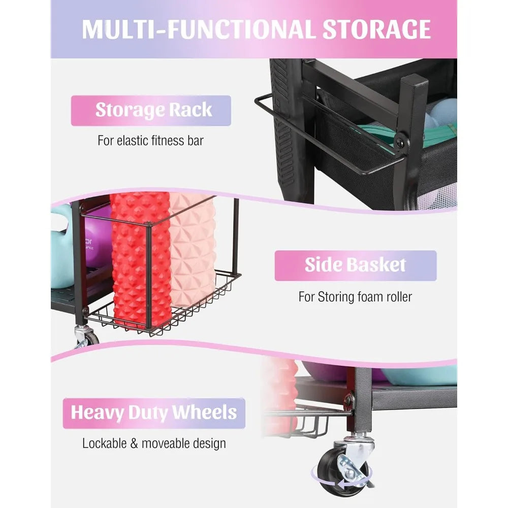 Home Gym Storage for Yoga Mat Dumbbells Kettlebells and Strength Training Equipment