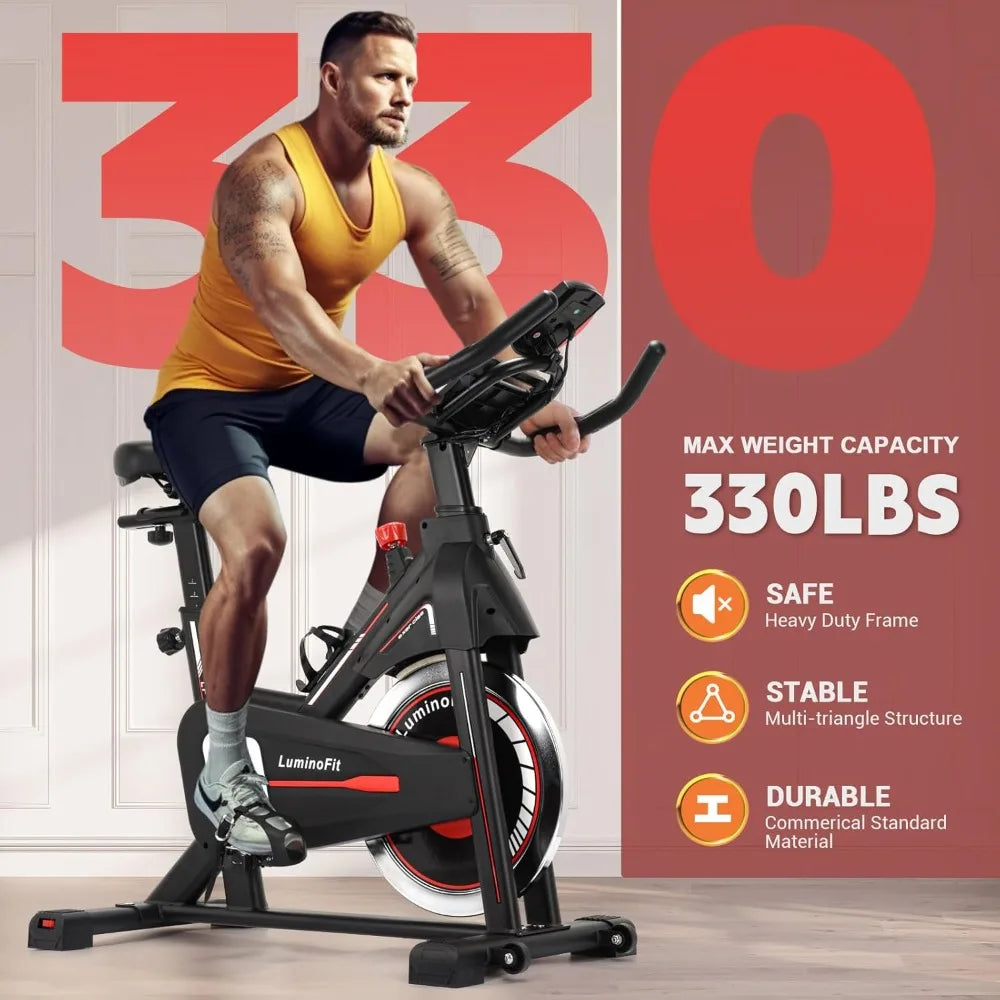 Brake Pad/Magnetic Resistance Stationary Bikes for Home with 330lbs/350lbs Weight Capacity