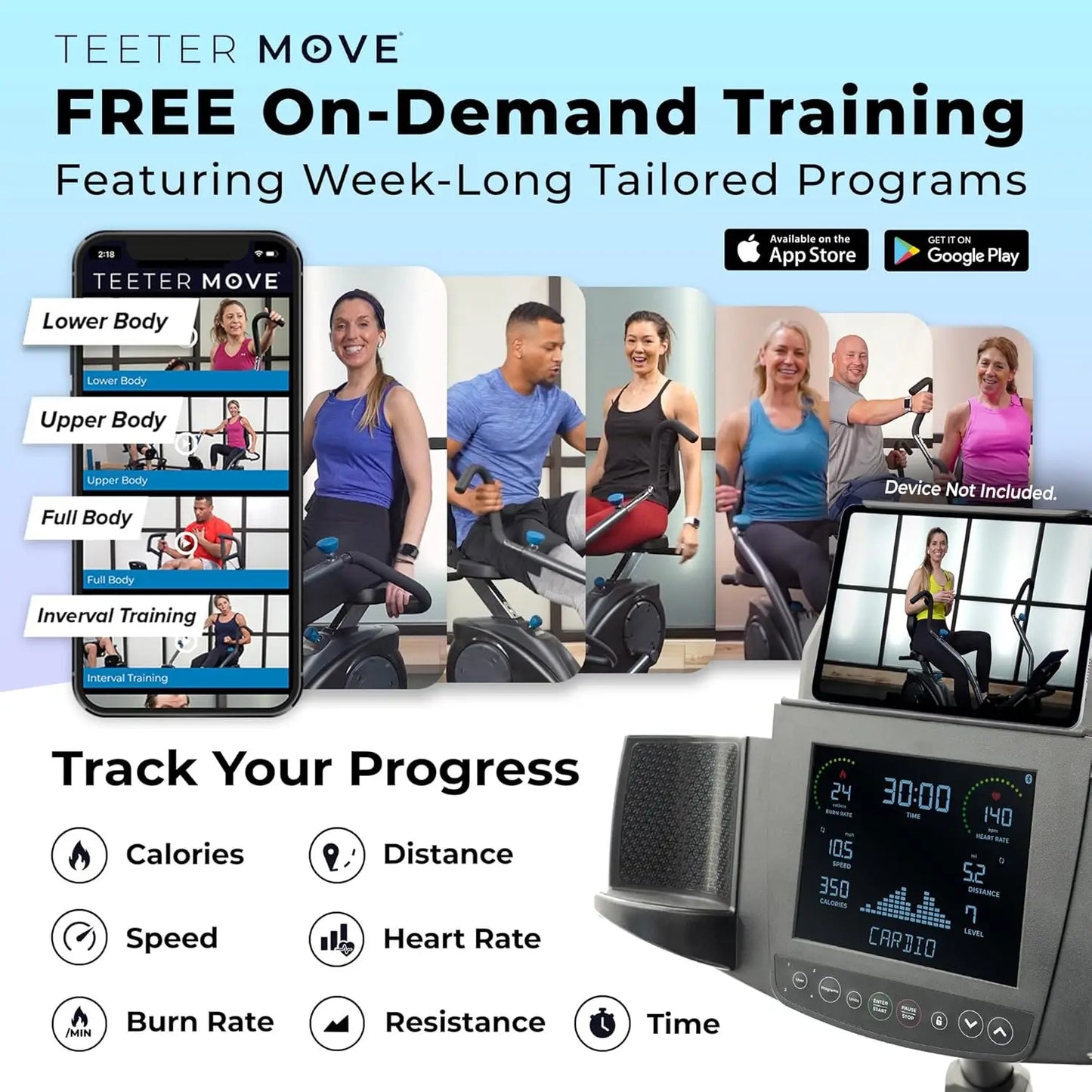 Zero-Impact Exercise Bike Alternative w/Patented Physical Therapy Stride, Up to 350lb,