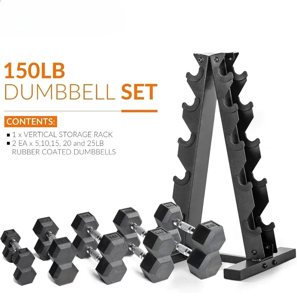 Dumbbell Dumbbell Set With Rack | Multiple Options in 150lbs and 210lbs
