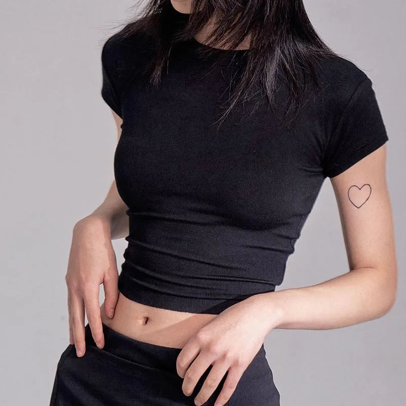 Crop Tops Exposed Navel Quick Dry Fitness Gym Sport Wear