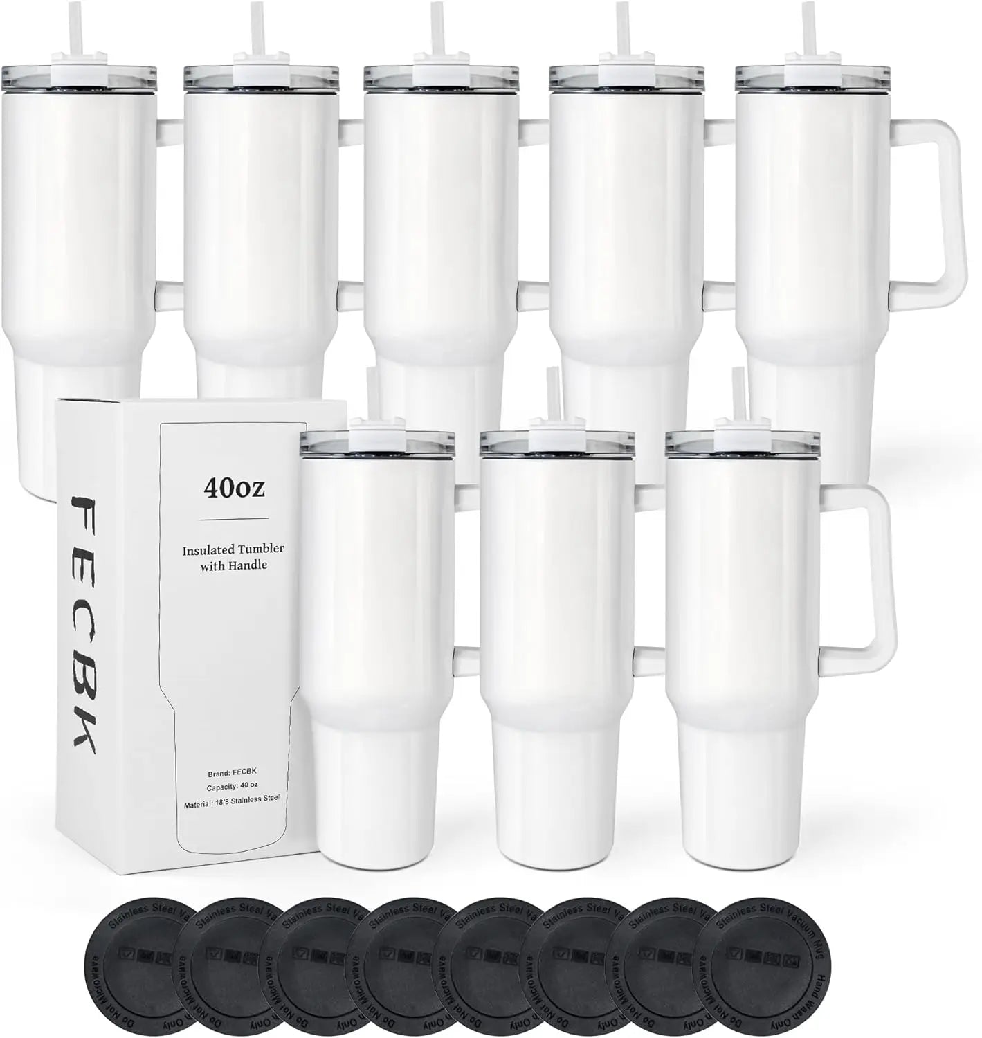 40 oz Sublimation Tumbler with Handle and Straw Keeps Cold for 34 Hours 8 Pack