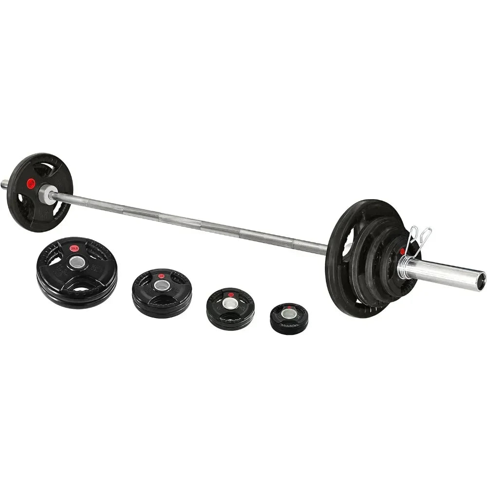 Cast Iron 2-Inch Weight Plates Including 7FT Barbell, 130-Pound, 300-Pound