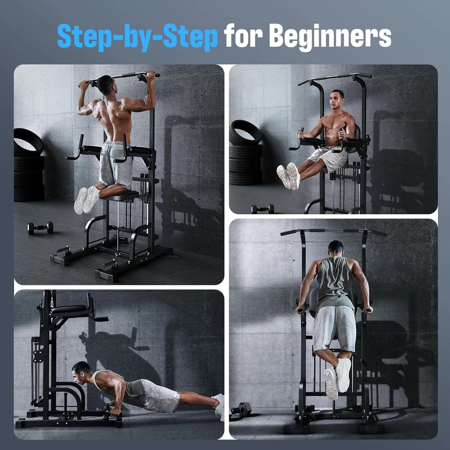 Power Tower Pull Up Dip Station Multi-Function Home Gym