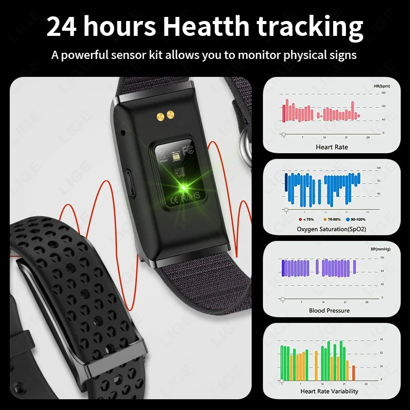 LIGE Health Smart Bracelet for Couples Heart Rate Monitor Activity Fitness Tracker Men Women Band Sports Waterproof Smart Watch