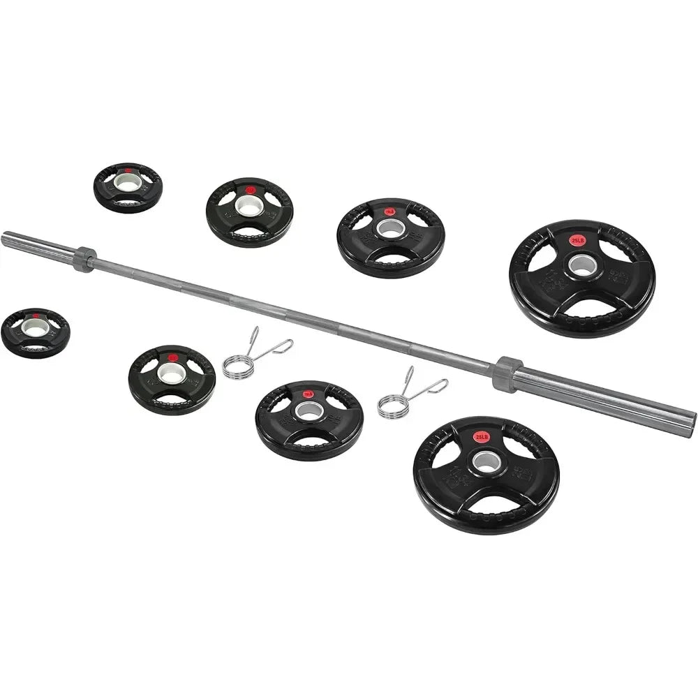 Cast Iron 2-Inch Weight Plates Including 7FT Barbell, 130-Pound, 300-Pound