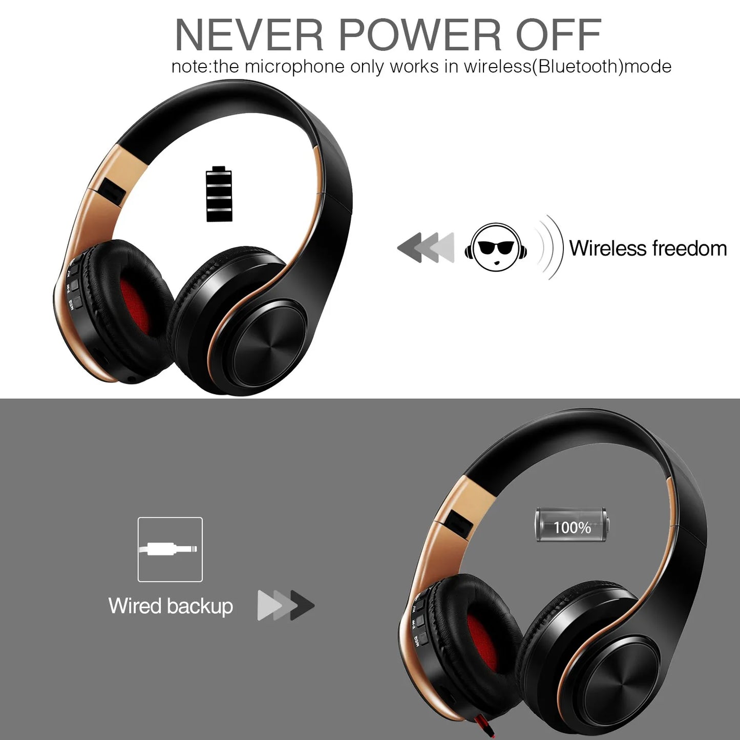 HIFI Stereo Earphones Bluetooth Headphone