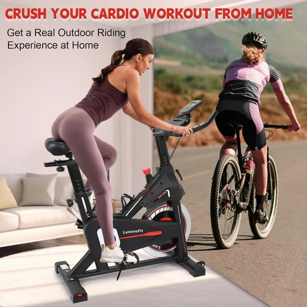 Brake Pad/Magnetic Resistance Stationary Bikes for Home with 330lbs/350lbs Weight Capacity