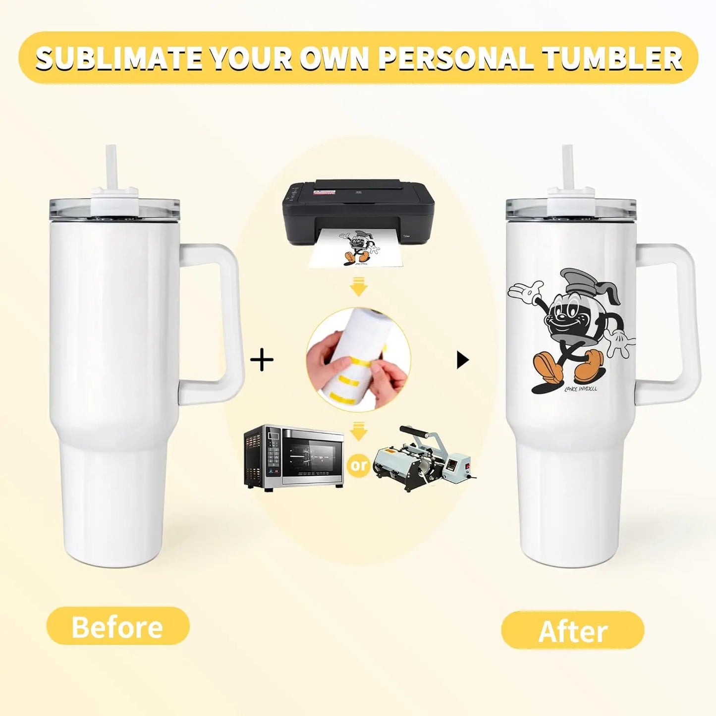 40 oz Sublimation Tumbler with Handle and Straw Keeps Cold for 34 Hours 8 Pack