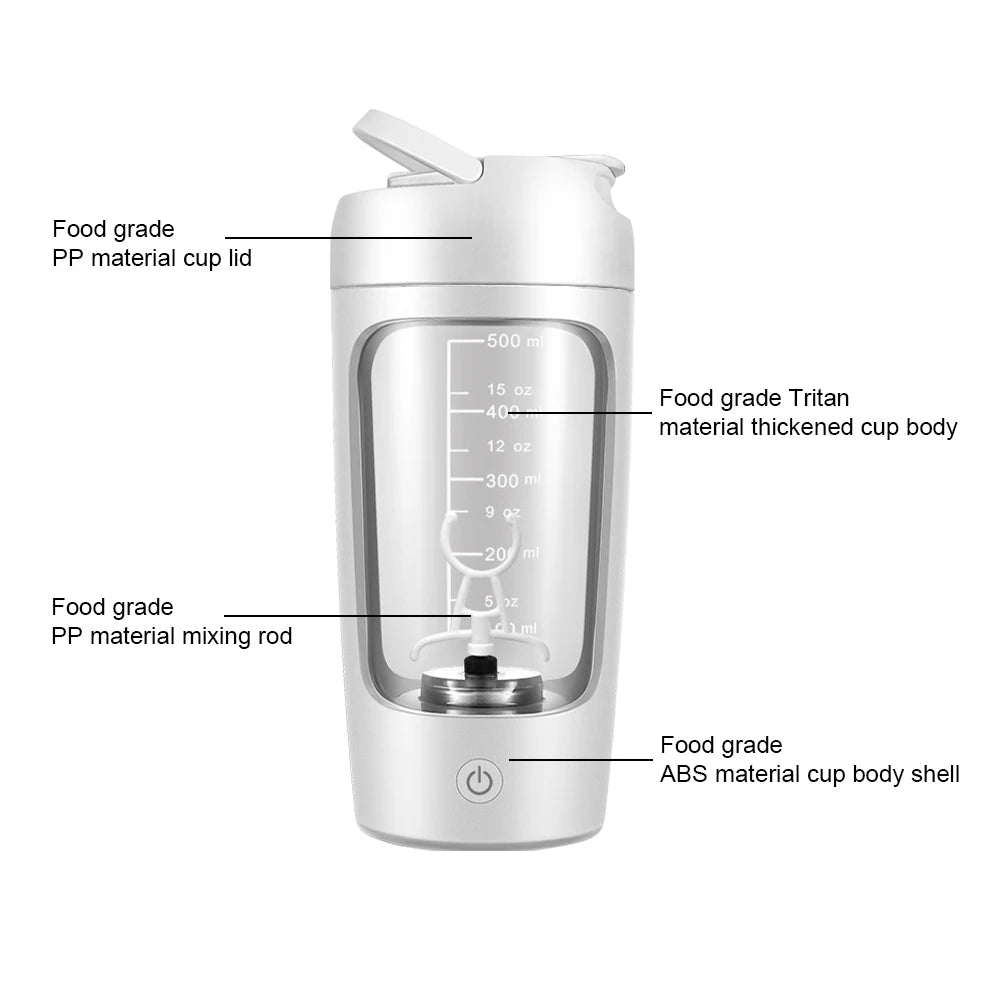 Electric Protein Shaker Bottle Rechargeable Portable Mixer Cup BPA Free