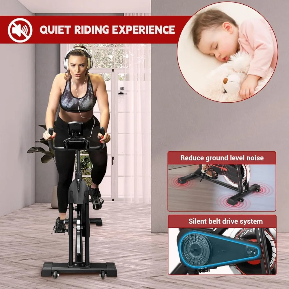 Brake Pad/Magnetic Resistance Stationary Bikes for Home with 330lbs/350lbs Weight Capacity