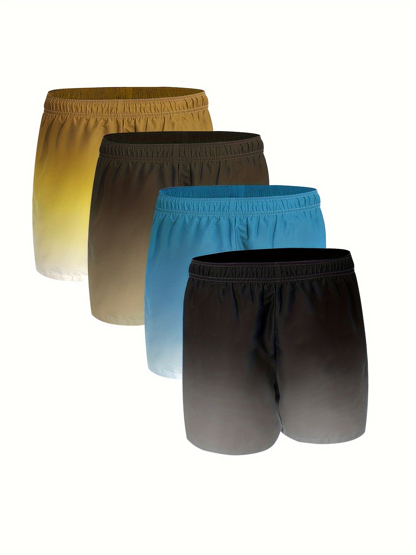 Men's 4-pack Set Of Gradient Color Double-layer Drawstring Board Short