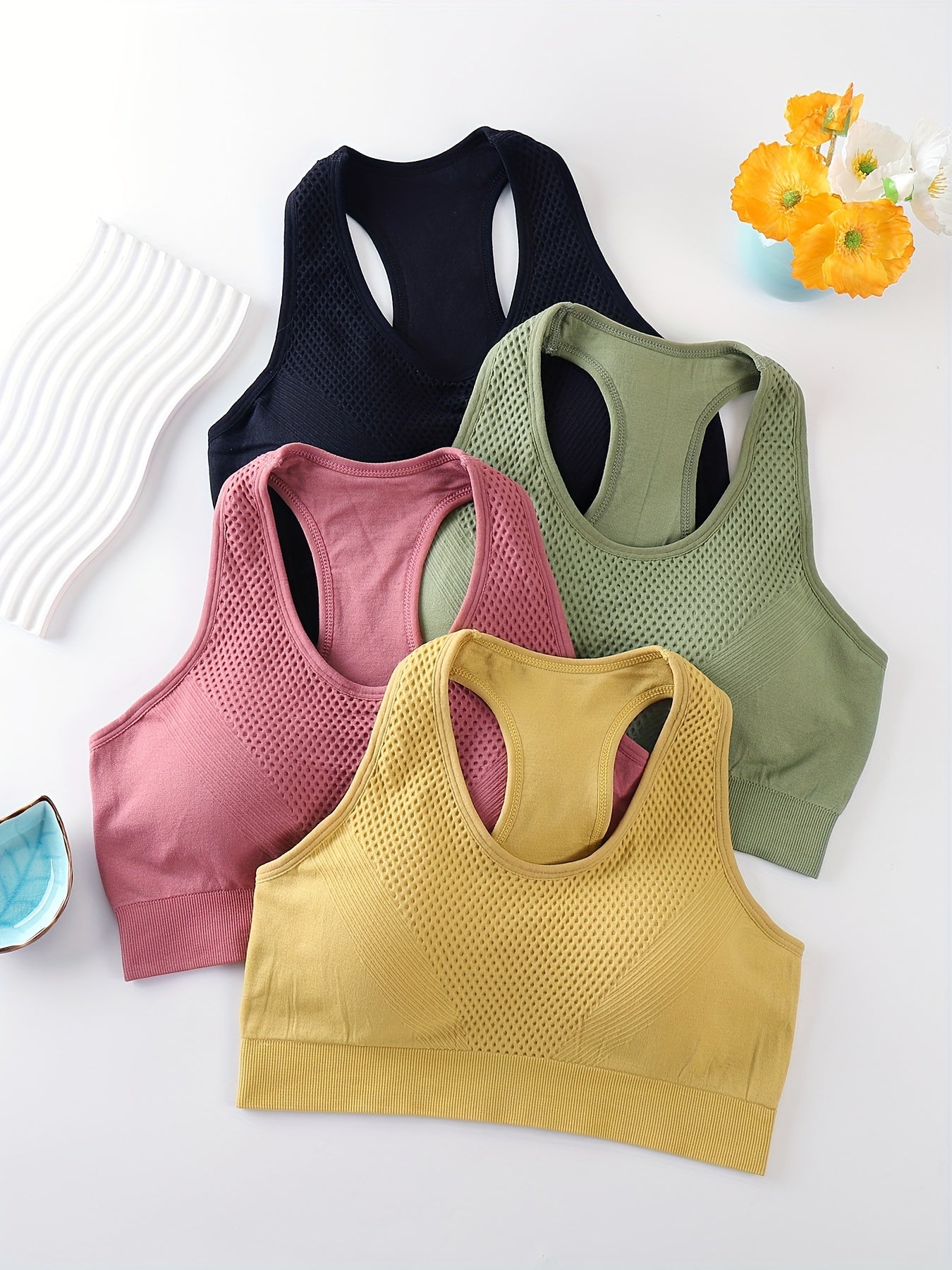 4-Pack Quick Dry High Elasticity Sports Bras for Women