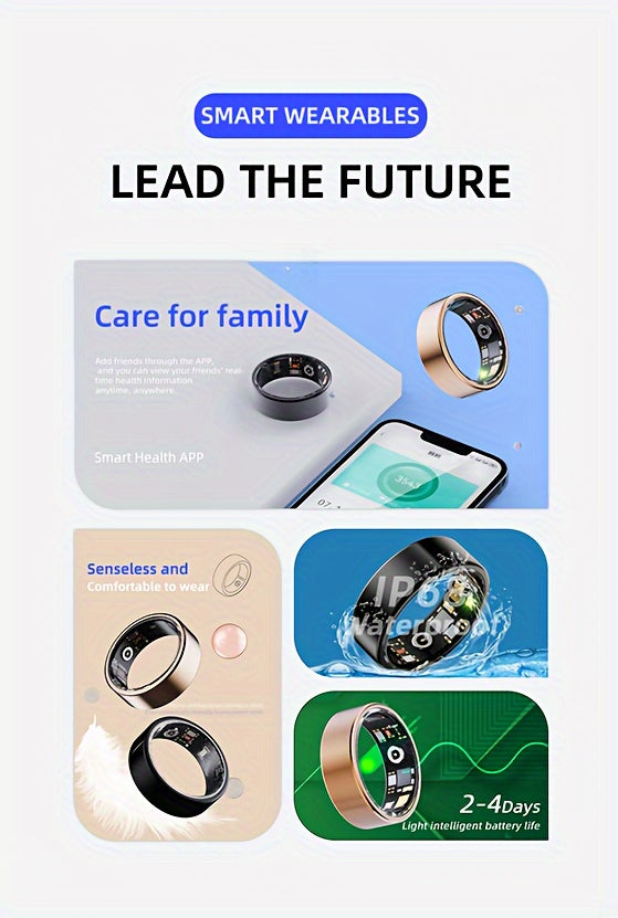Smart Ring Fitness Tracker, Steps, Distance, Calories, Sleep Tracking, Exercise Monitoring, Compatible with iPhone Android, IP68 Waterproof, Smart Jewelry, Accessories, Gift for Women Men