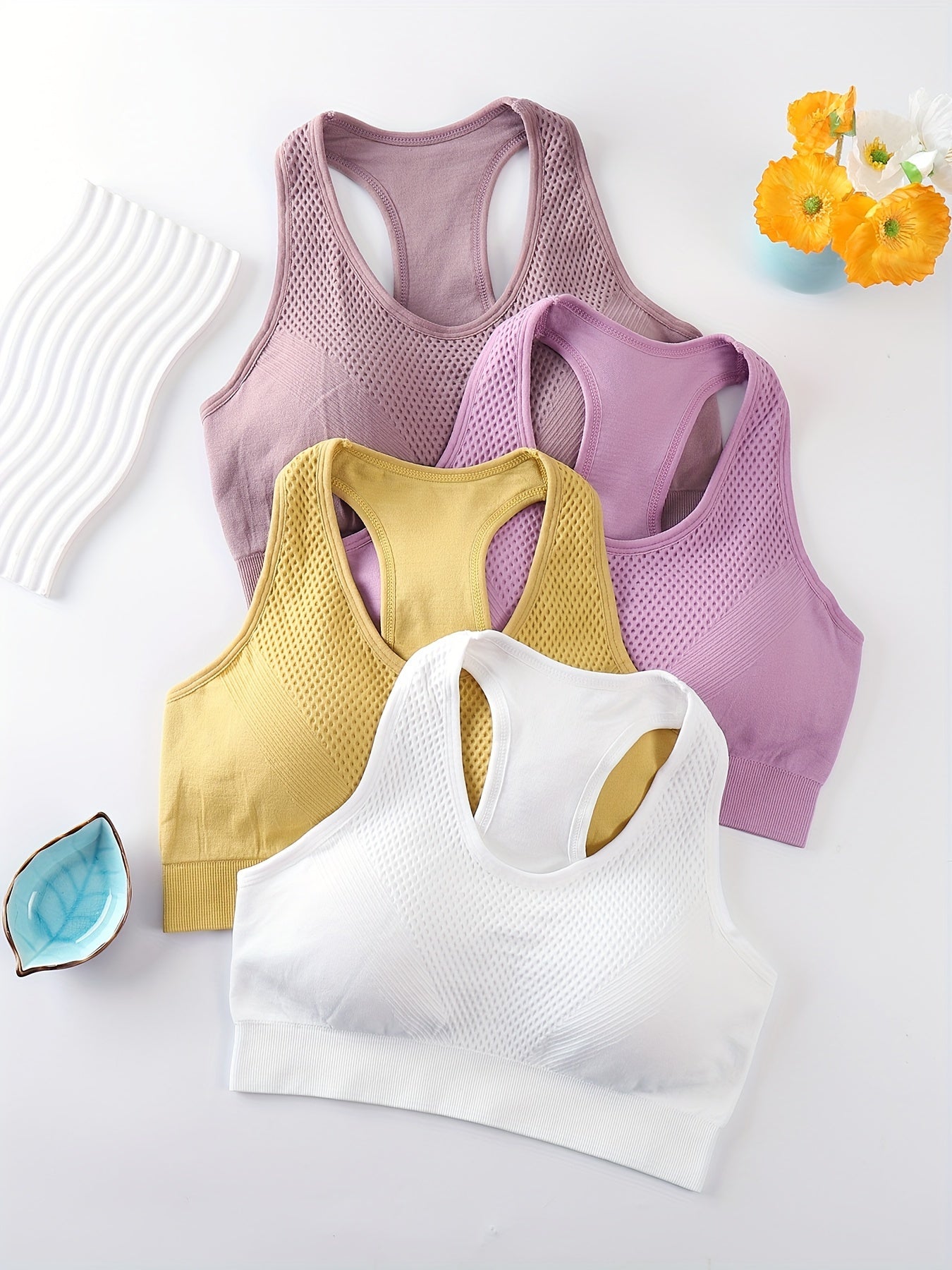 4-Pack Quick Dry High Elasticity Sports Bras for Women