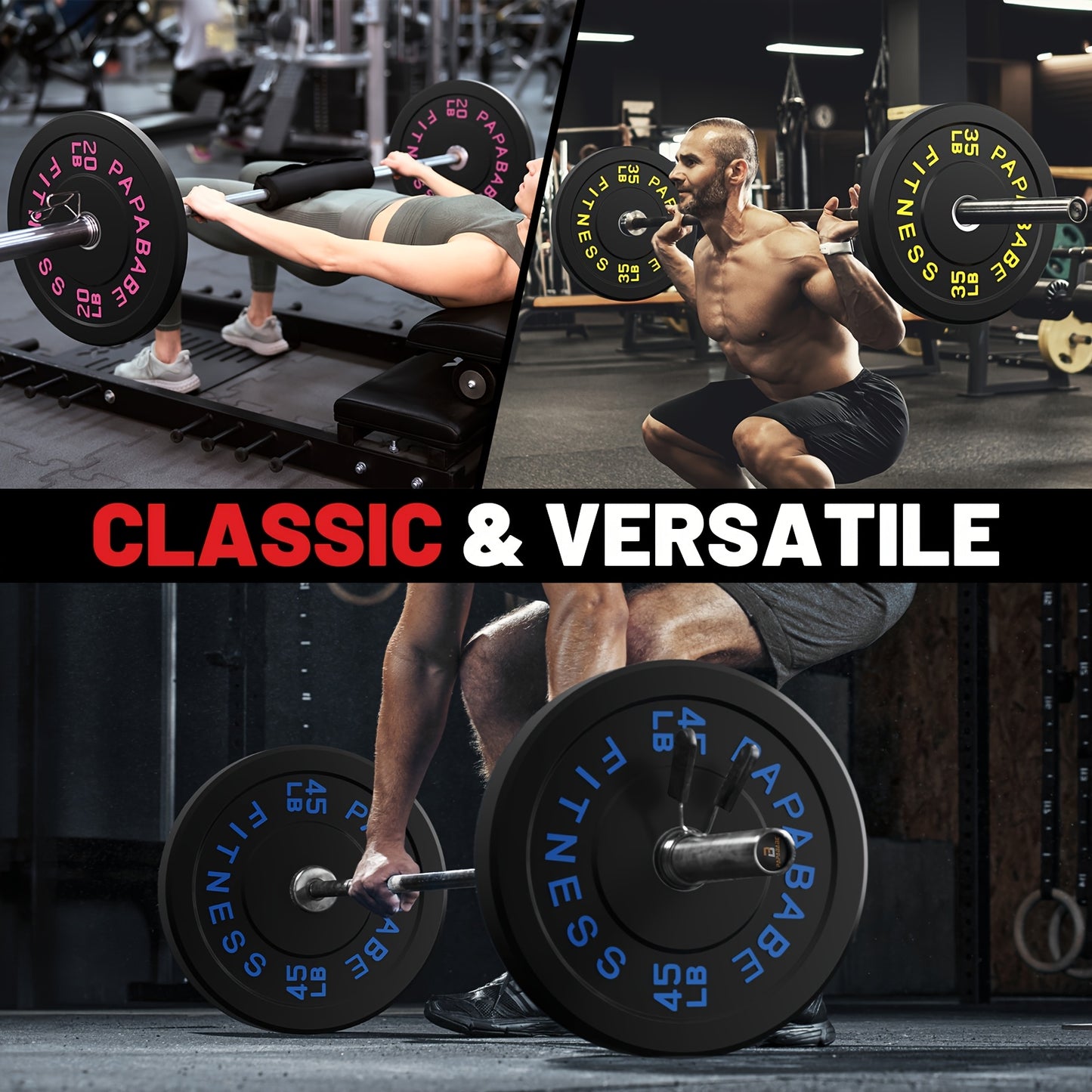 Papababe 110LB SET Bumper Plates
